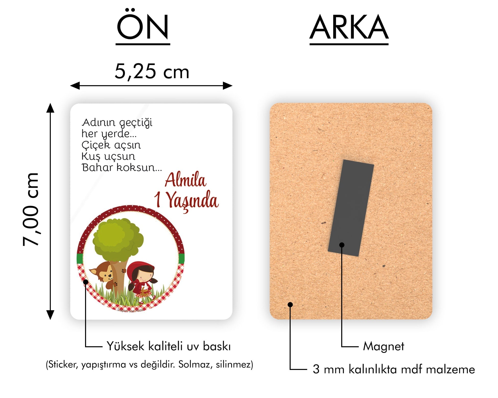 Kırmızı Başlıklı Kız Desenli Ahşap Magnet