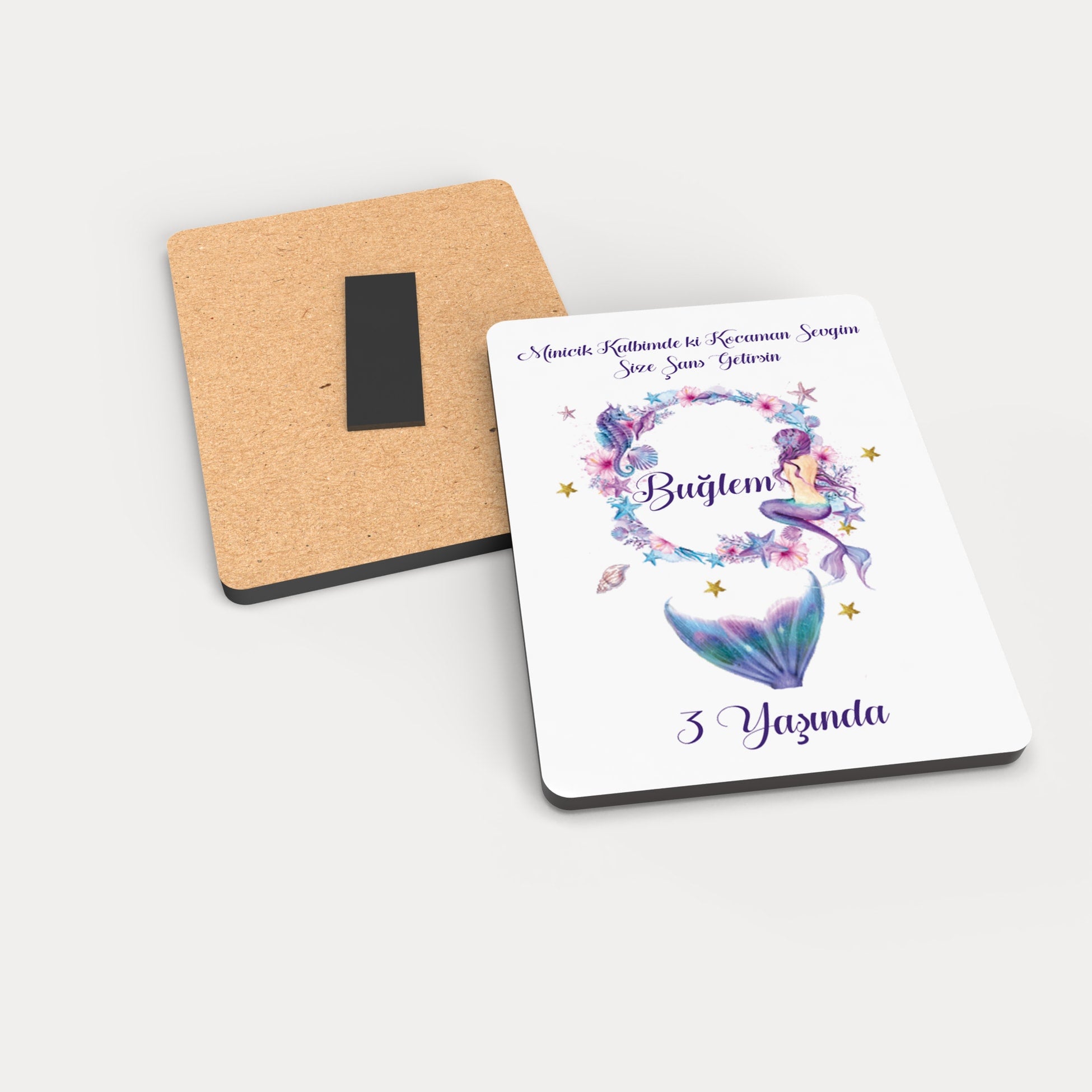 Deniz Kızı Temalı Ahşap Magnet