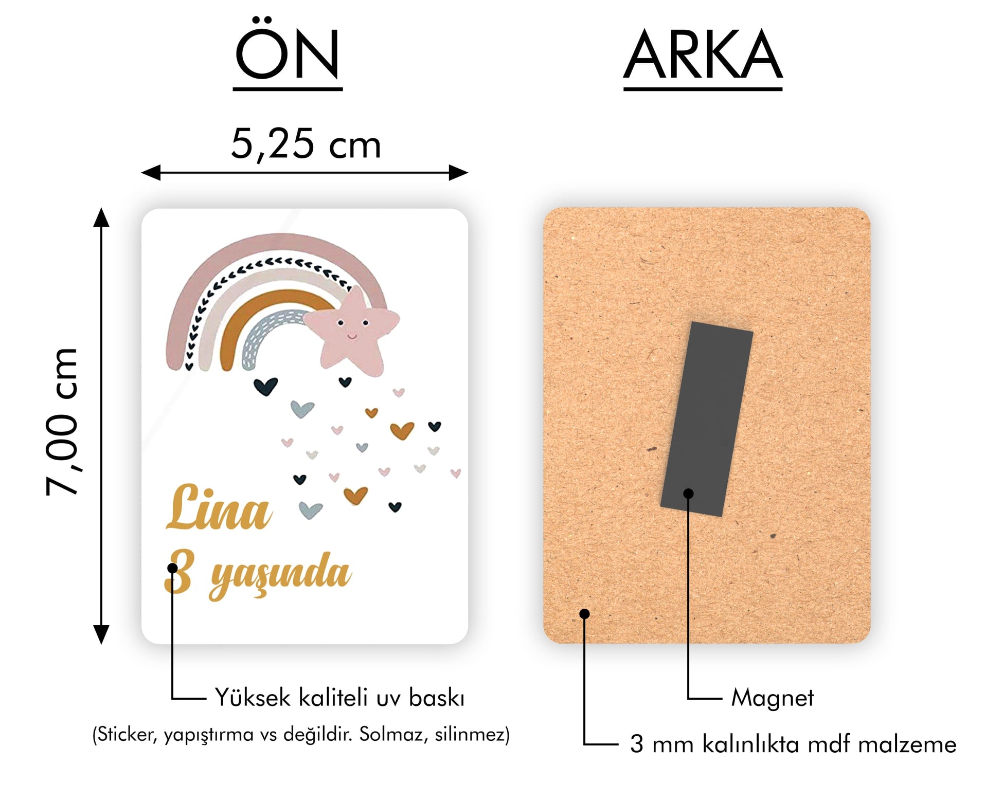 Gökkuşağı Desenli Ahşap Magnet