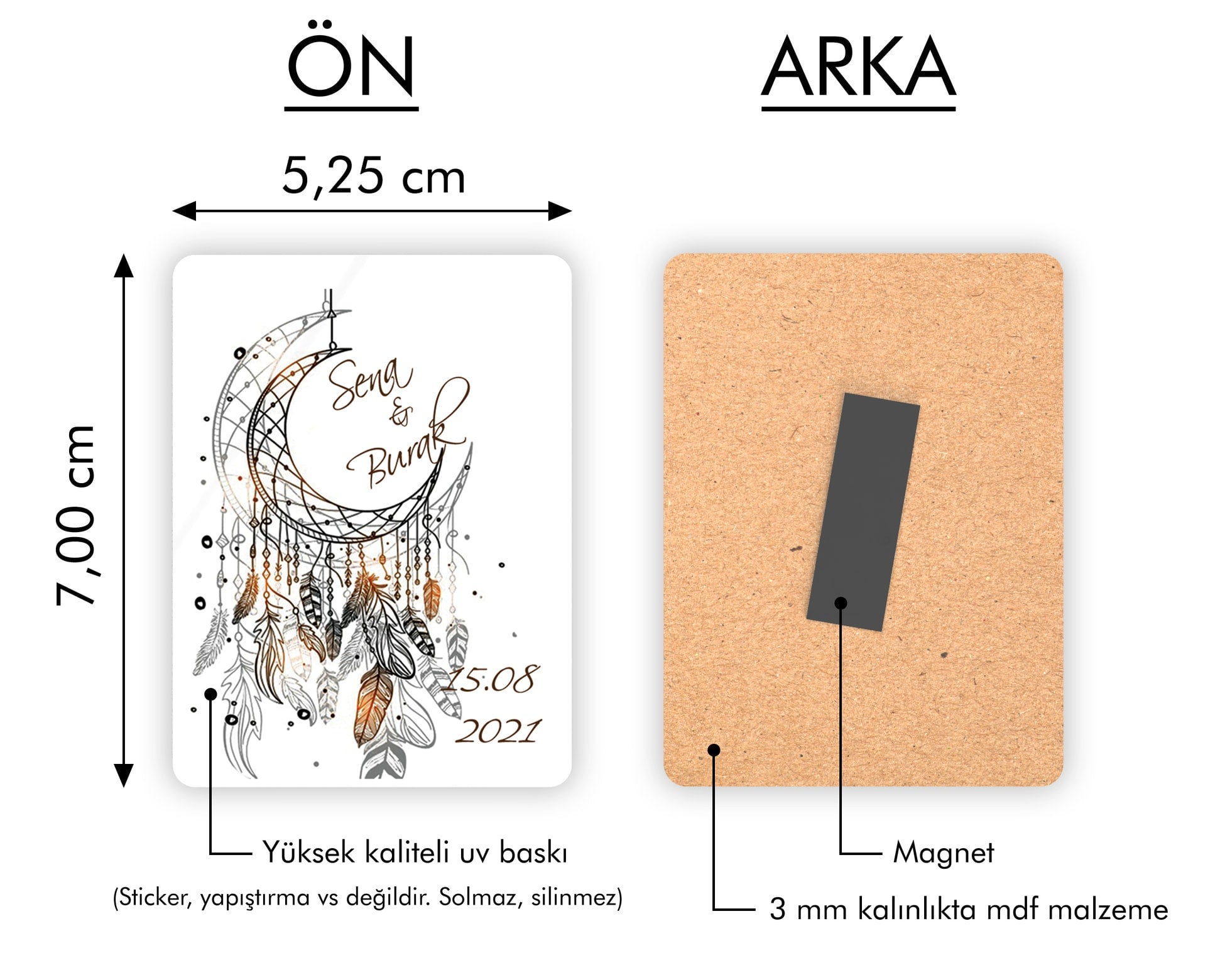 Dreamcatcher Desenli Ahşap Magnet