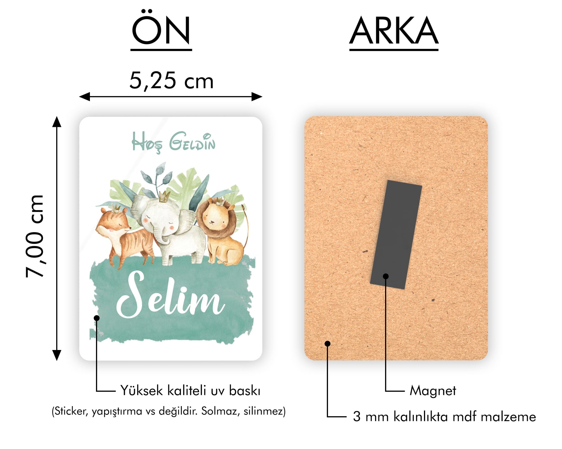 Safari Temalı Ahşap Magnet