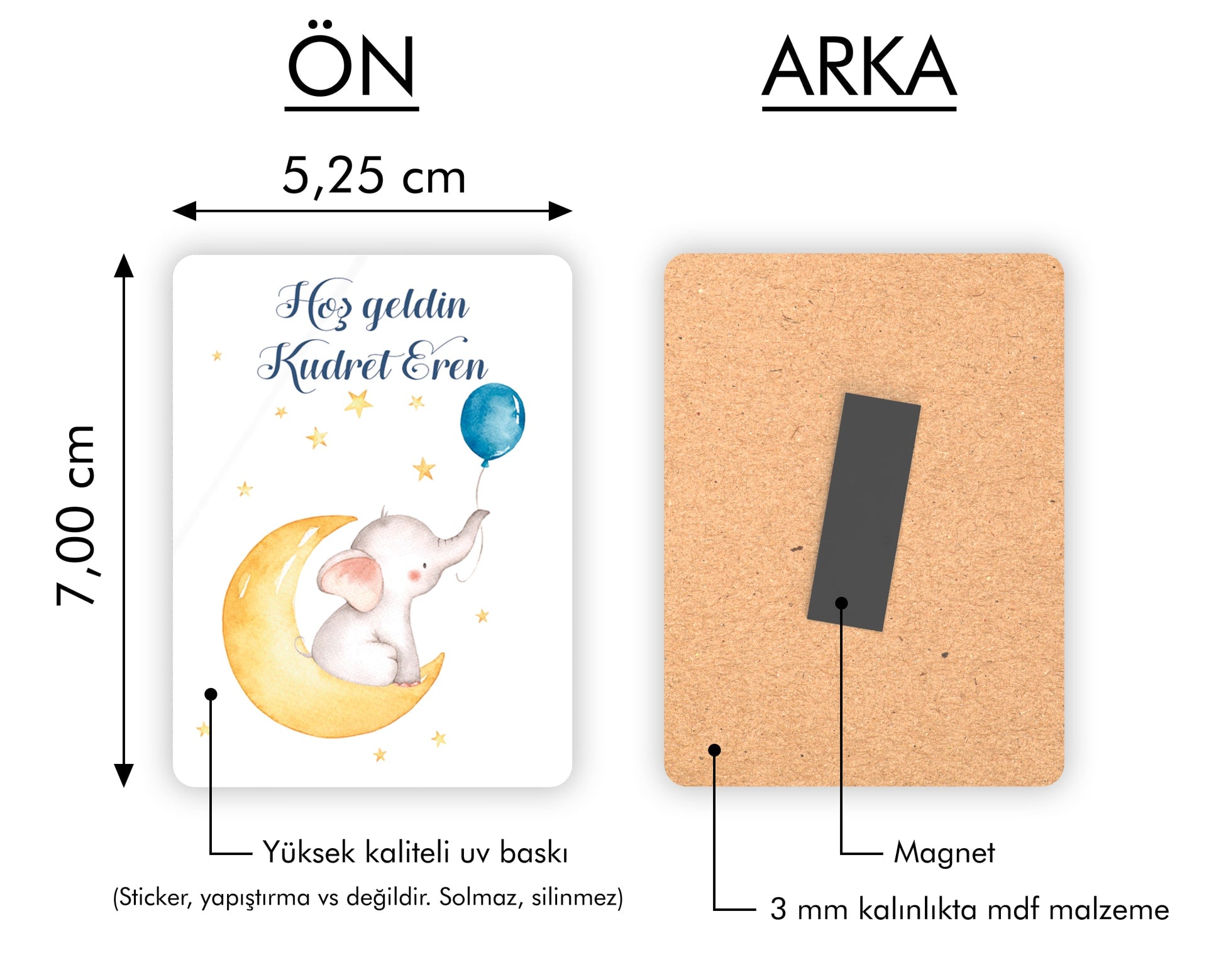 Fil Desenli Ahşap Magnet