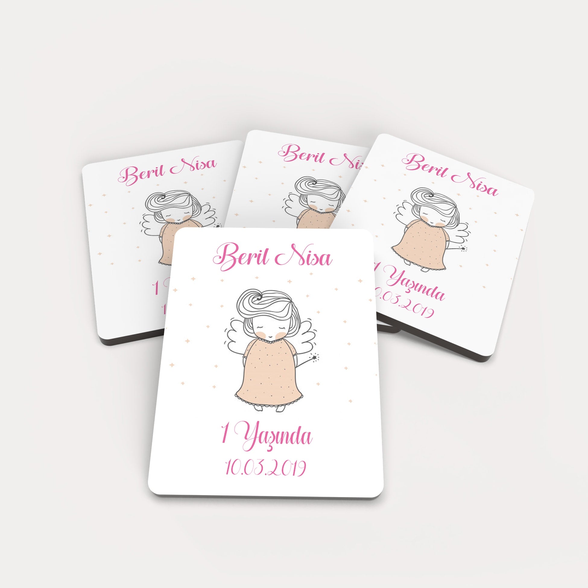 Melek Temalı Ahşap Magnet