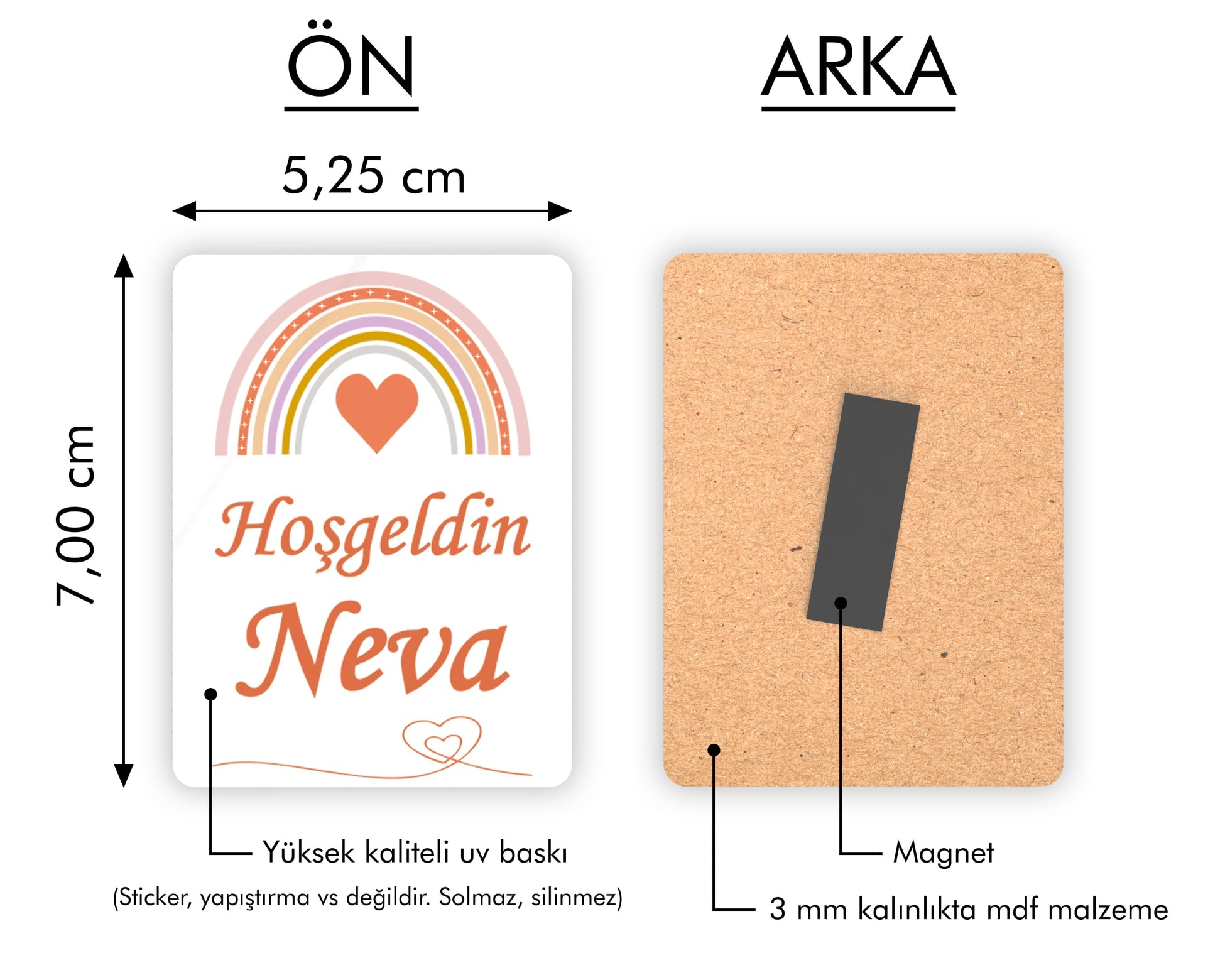 Gökkuşağı Temalı Ahşap Magnet
