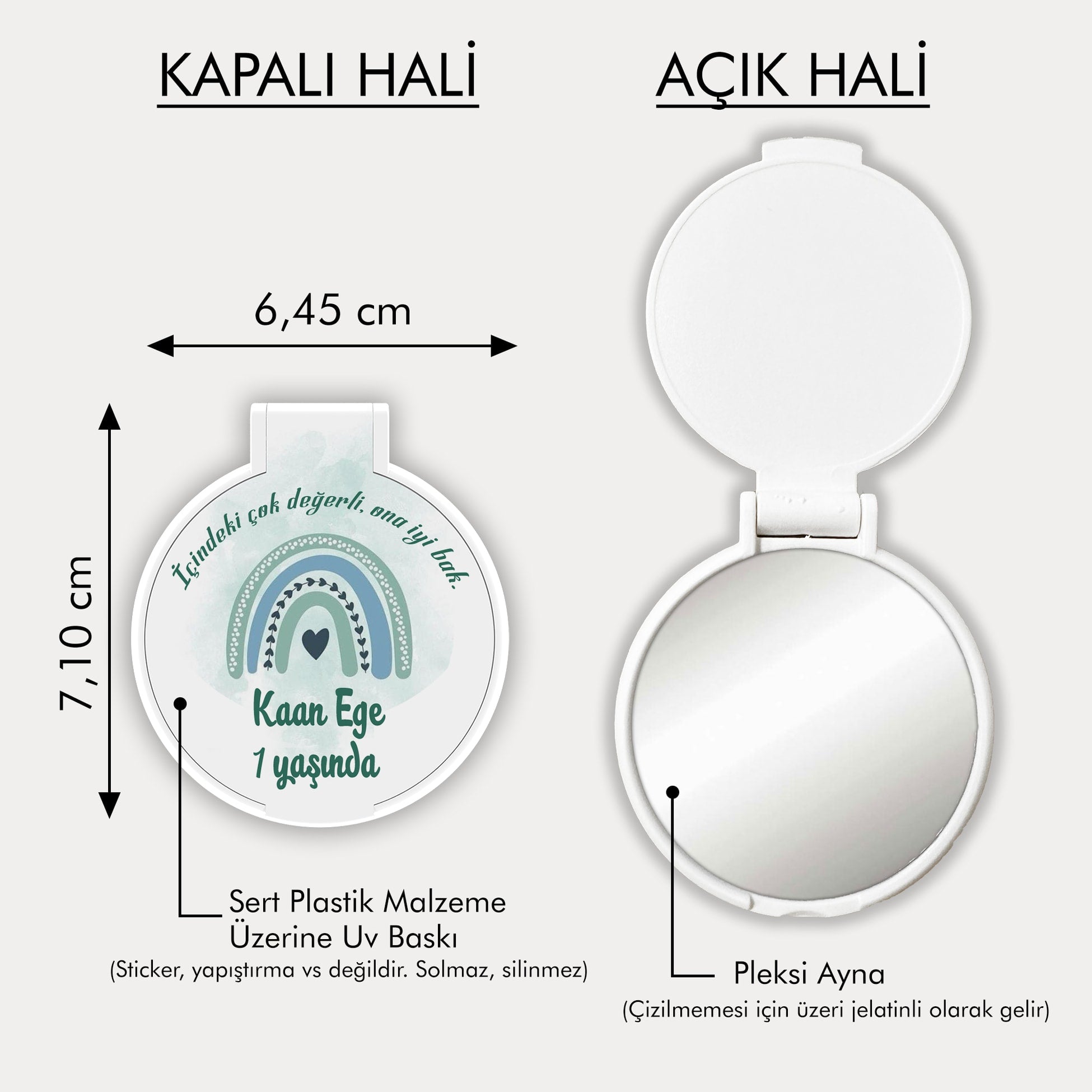 Gökkuşağı Desenli Yuvarlak Ayna