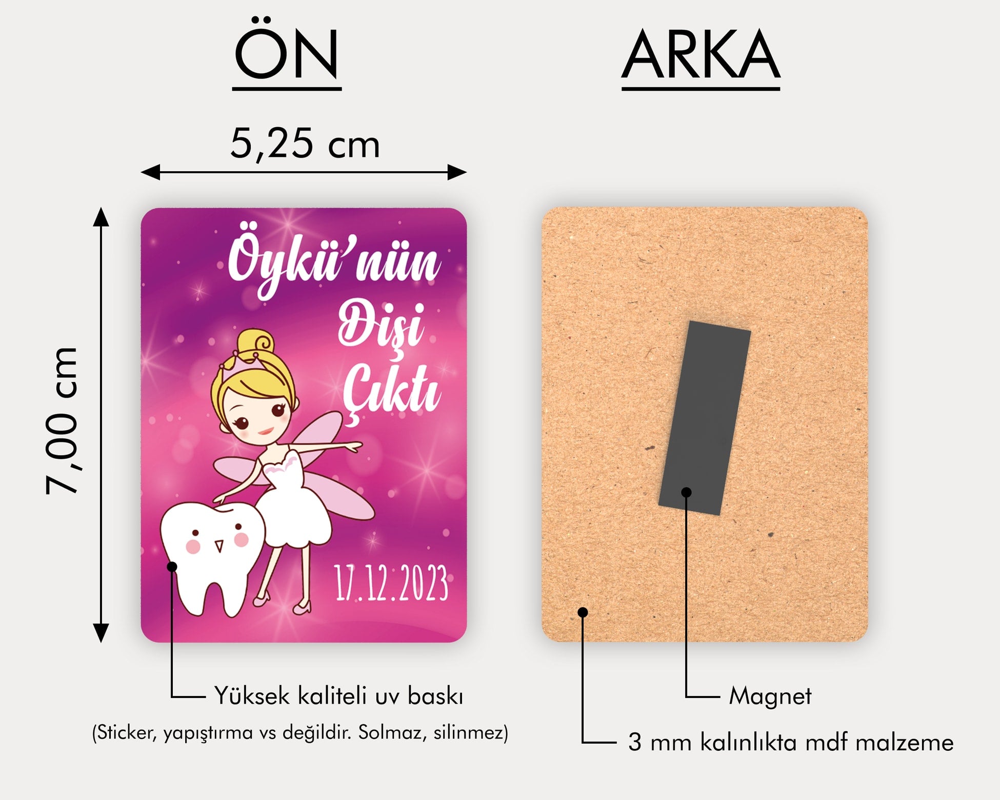 İlk Diş Temalı Ahşap Magnet