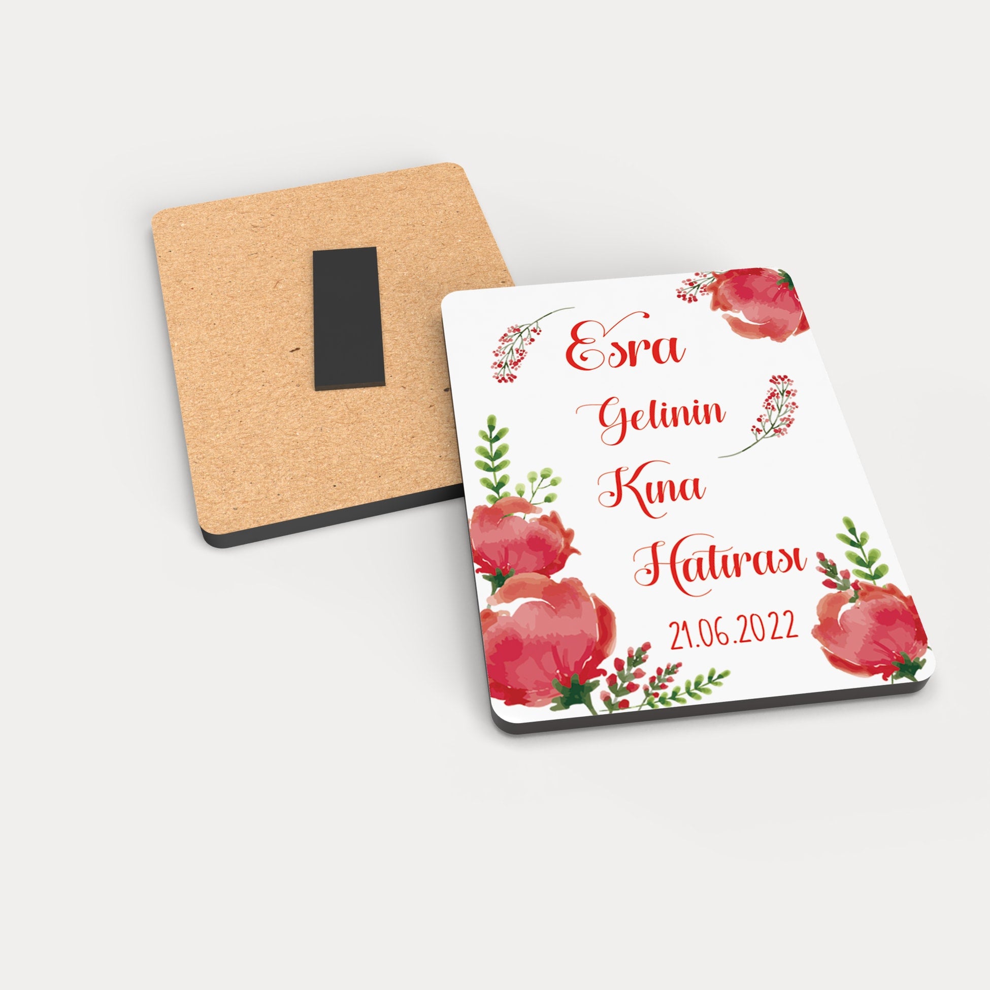 Gelincik Desenli Ahşap Magnet