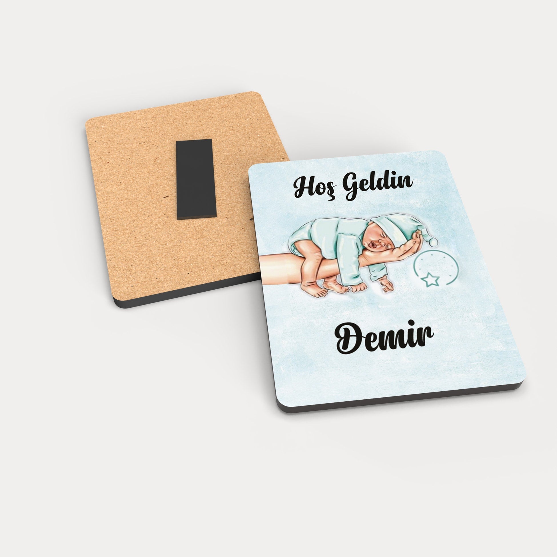 Erkek Bebek Temalı Ahşap Magnet