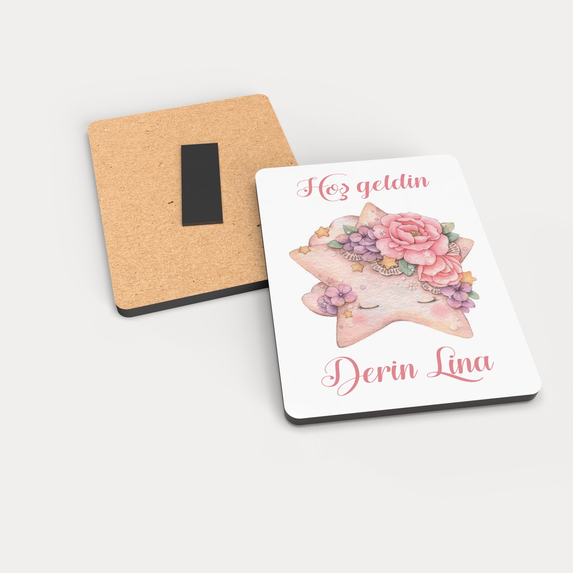 Yıldız Desenli Ahşap Magnet