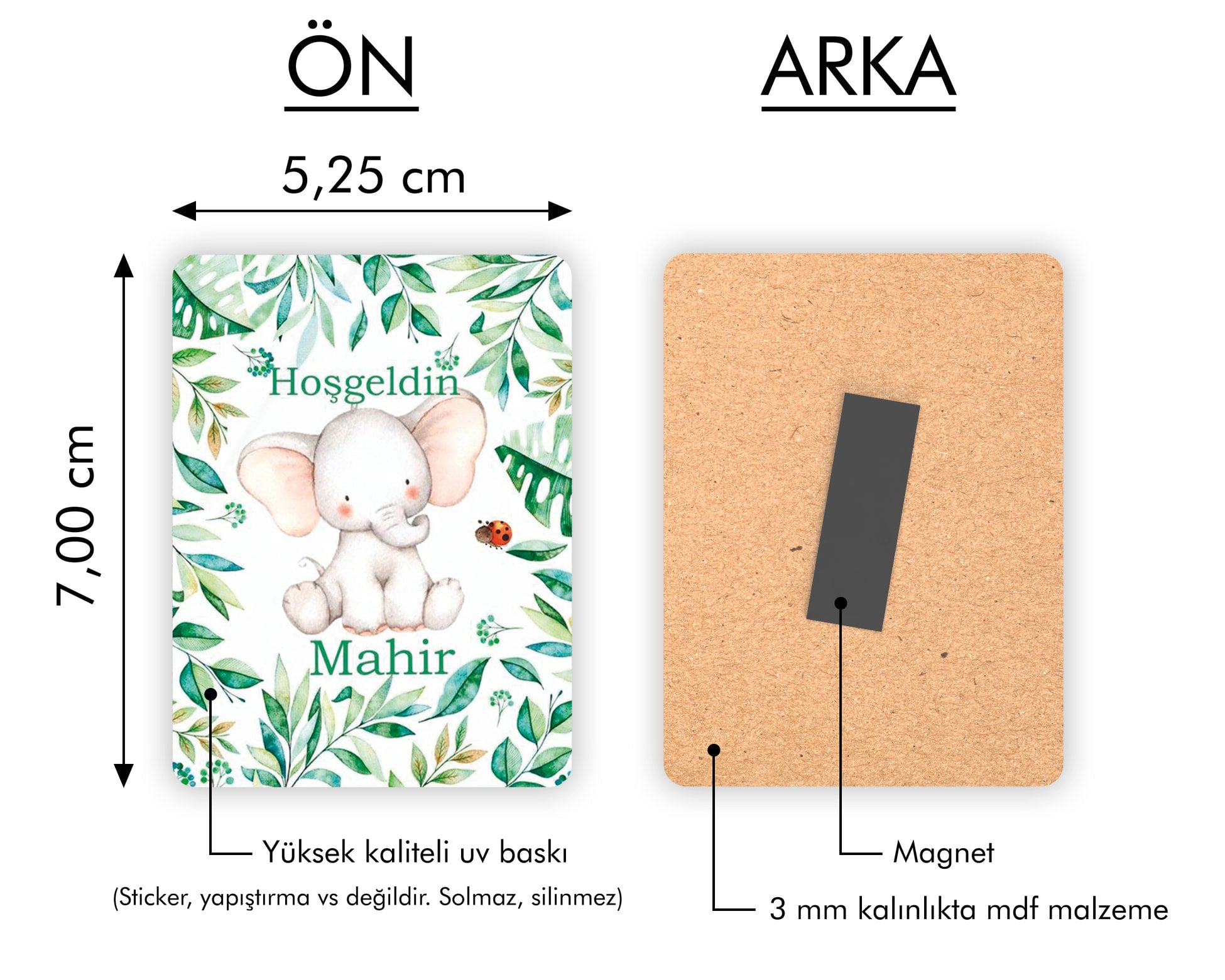 Fil Desenli Ahşap Magnet