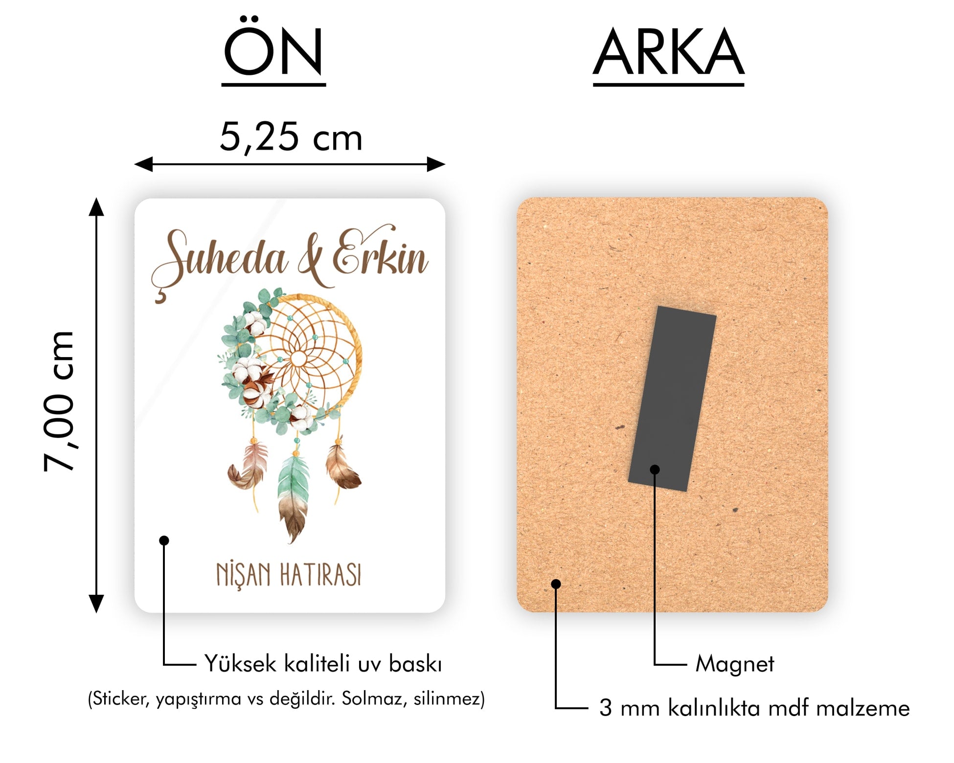 Dreamcatcher Desenli Ahşap Magnet