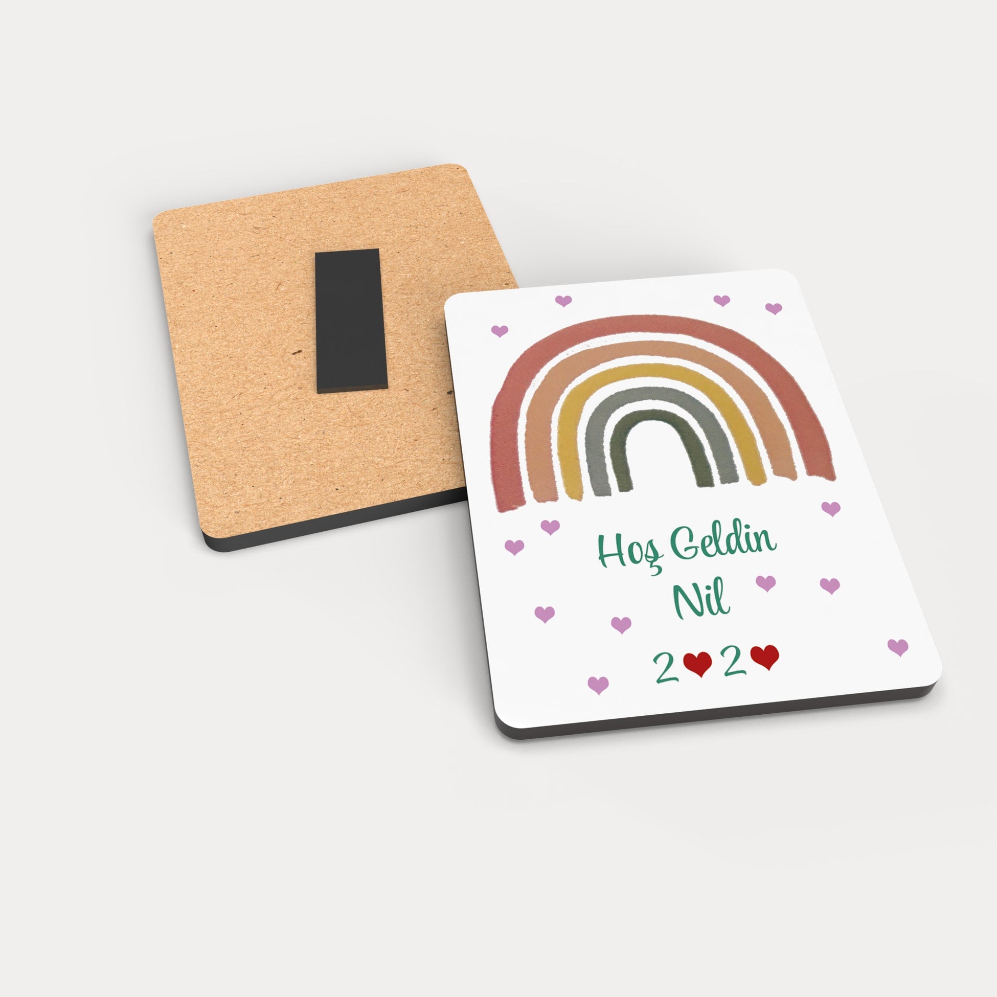 Gökkuşağı Desenli Ahşap Magnet