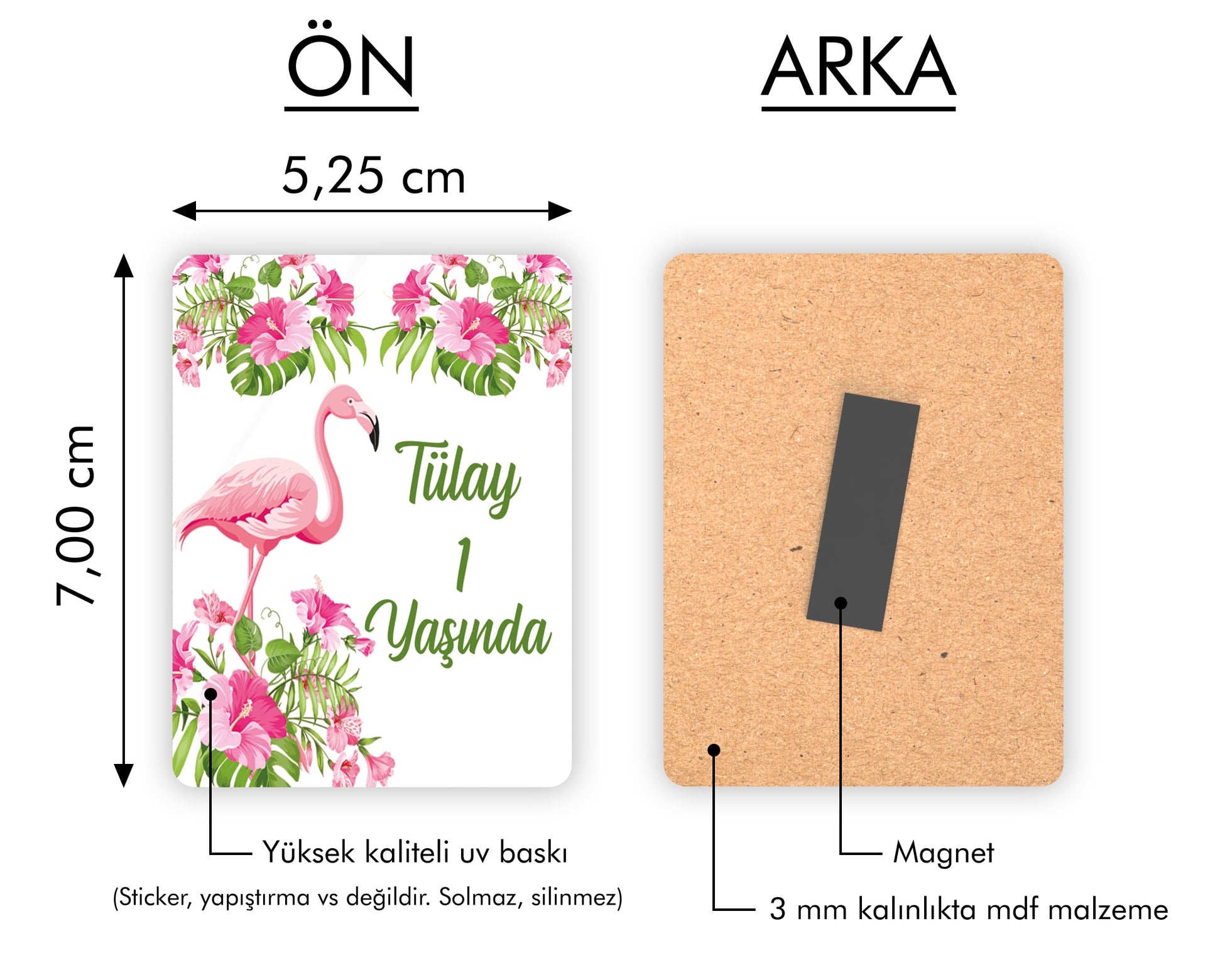 Flamingo Desenli Ahşap Magnet