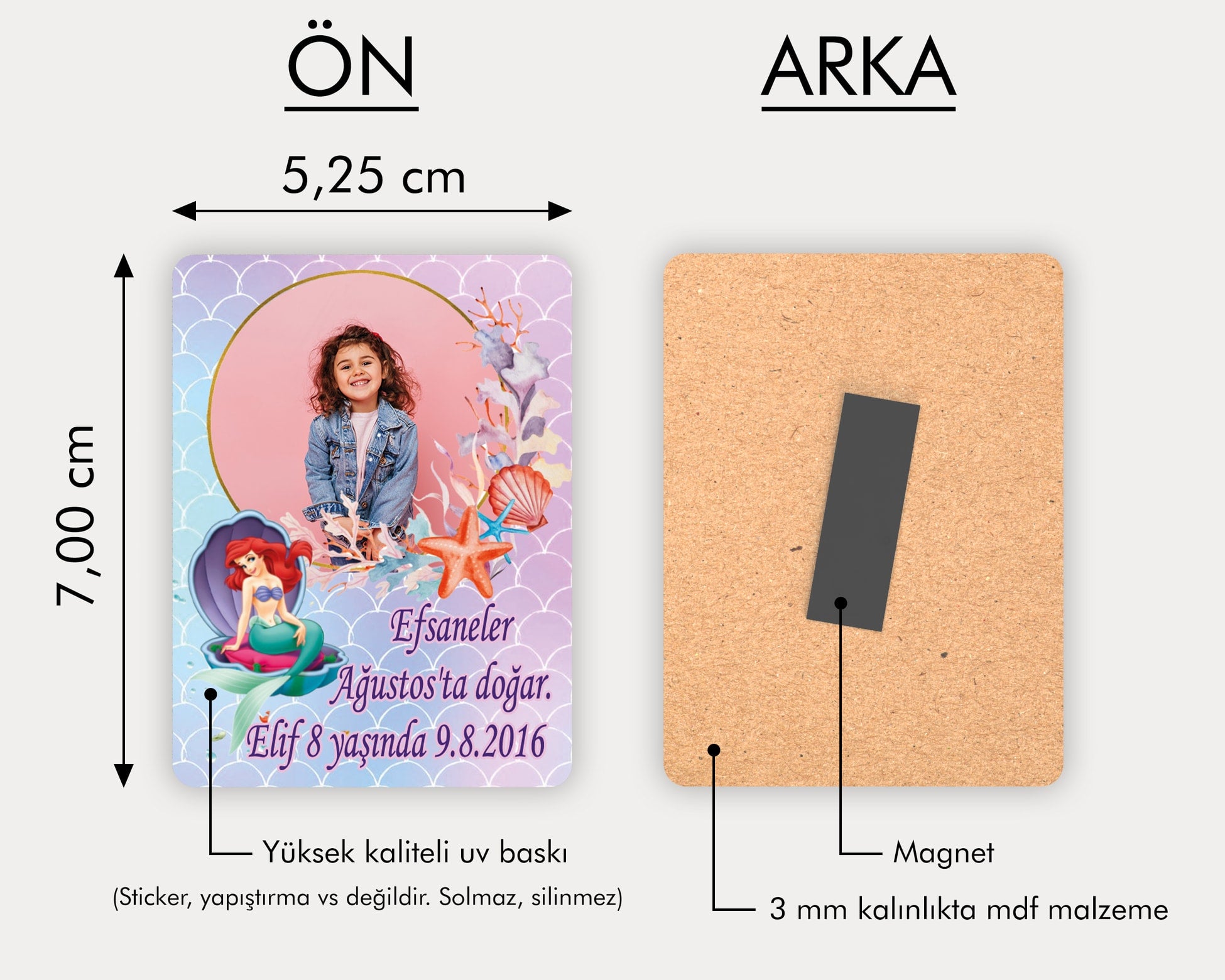 Deniz Kızı Temalı Ahşap Magnet