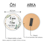 Yeşil Yaprak Desenli Yuvarlak Ahşap Magnet