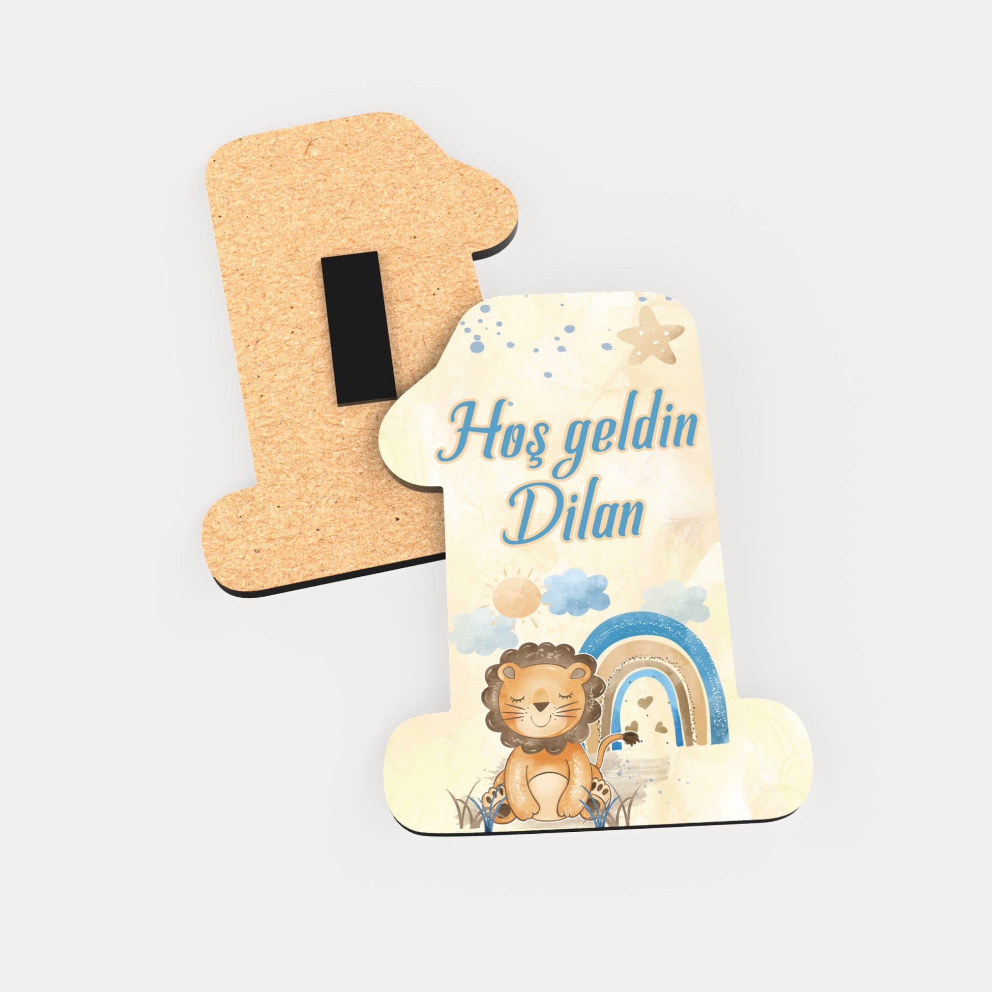 Gökkuşağı Ve Aslan Temalı Ahşap Magnet
