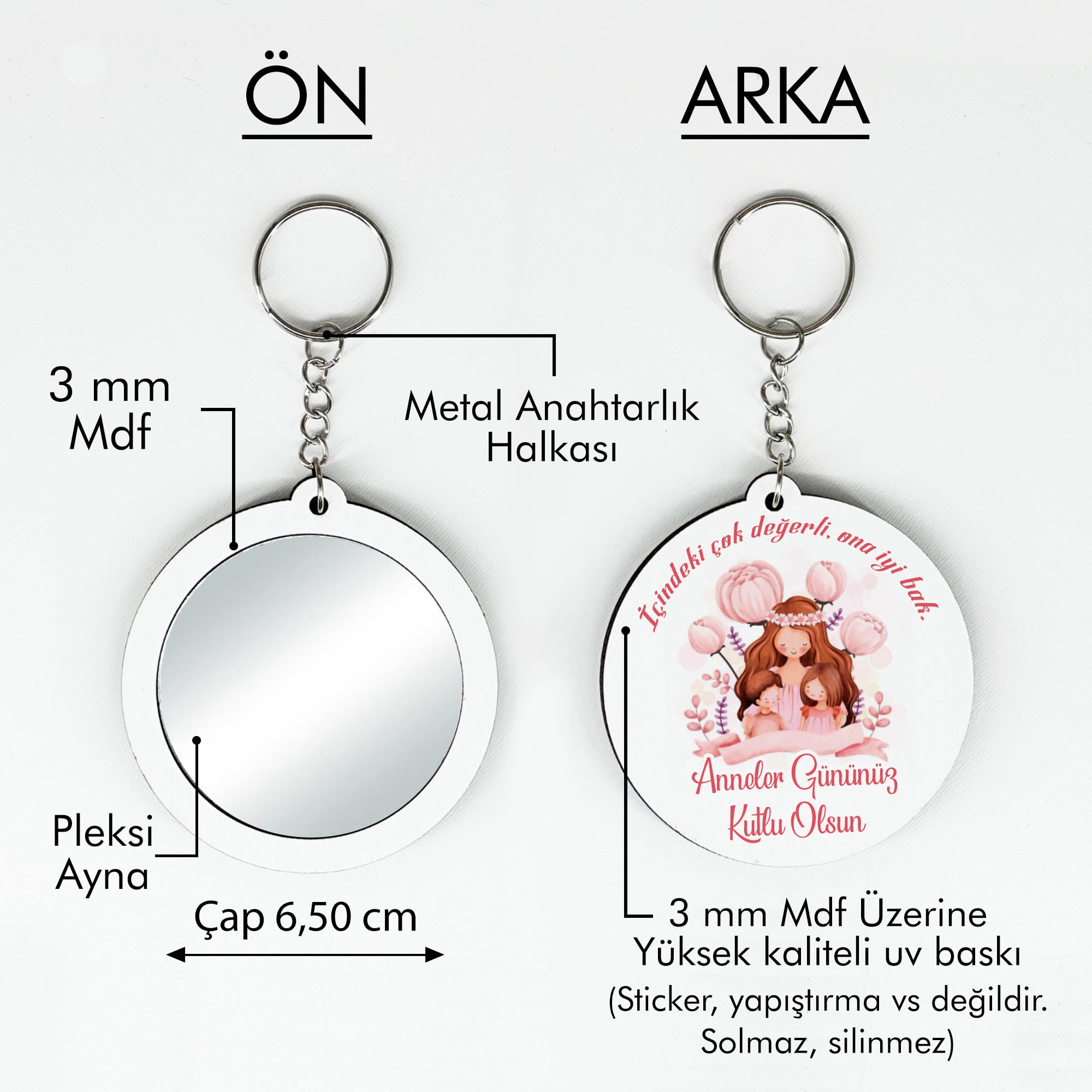 Anneler Günü Temalı Anahtarlıklı Ayna