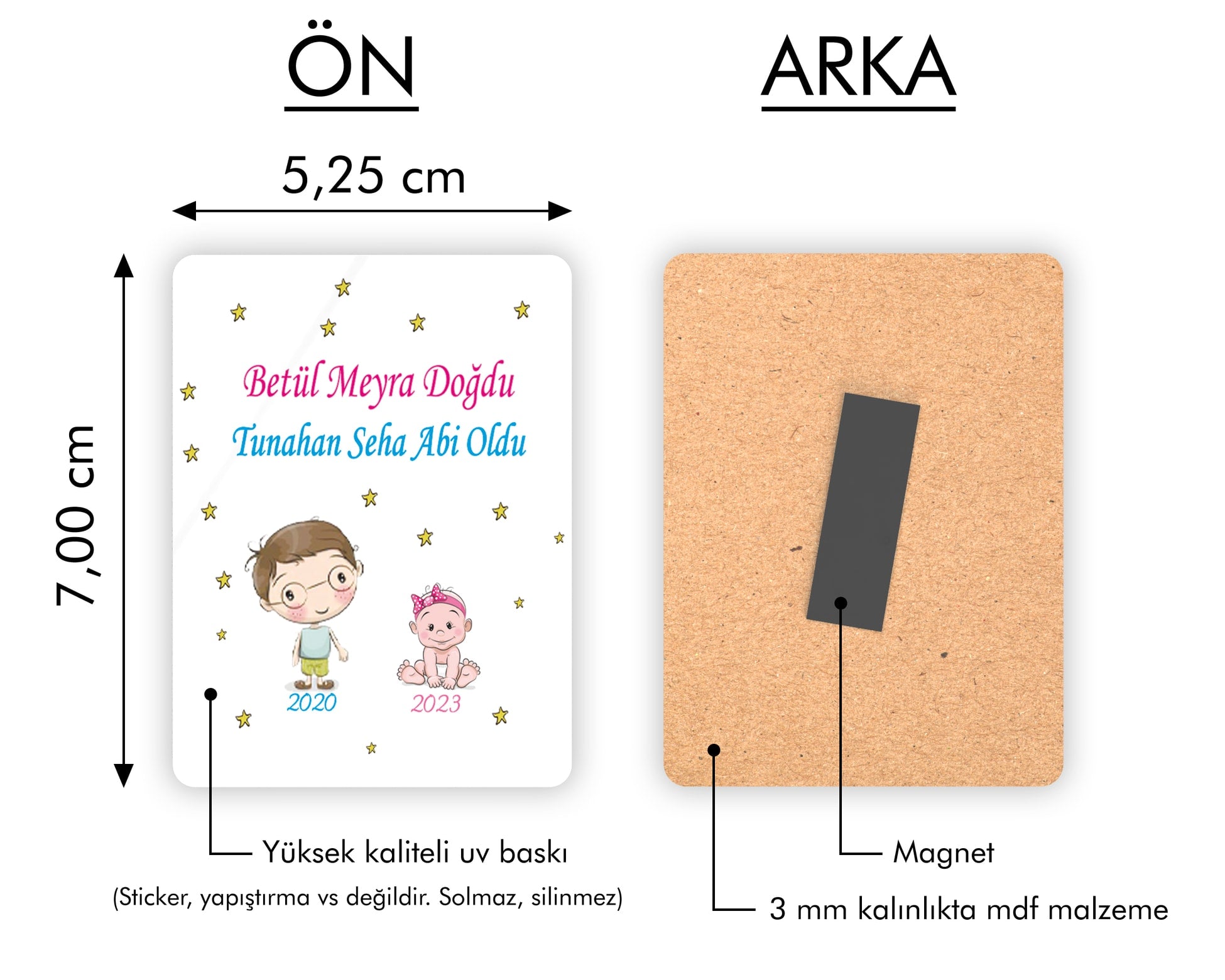 Abi Kardeş Temalı Ahşap Magnet