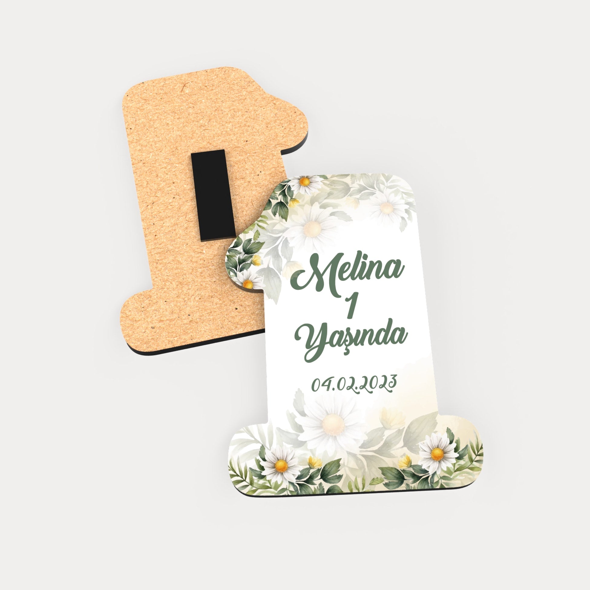 Papatya Desenli Ahşap Magnet