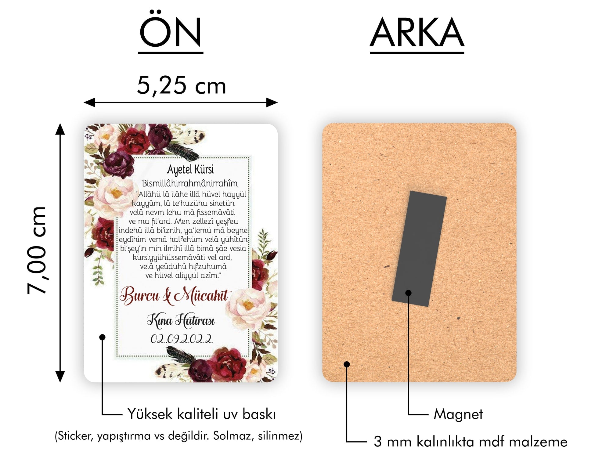 Bordo Gül Çerçeveli Ahşap Magnet