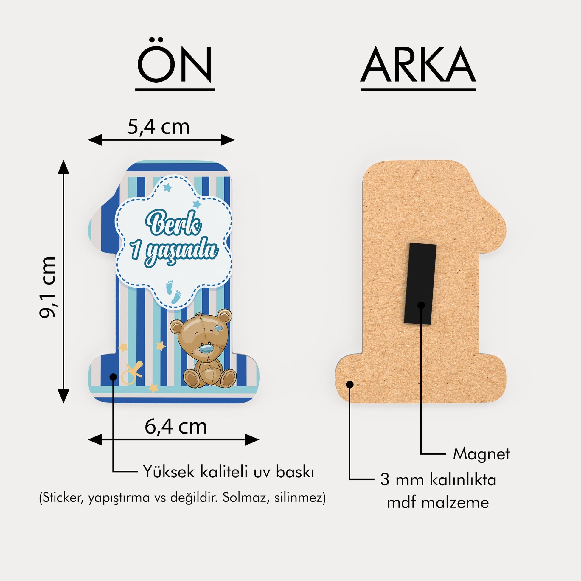 Ayıcık Temalı Ahşap Magnet