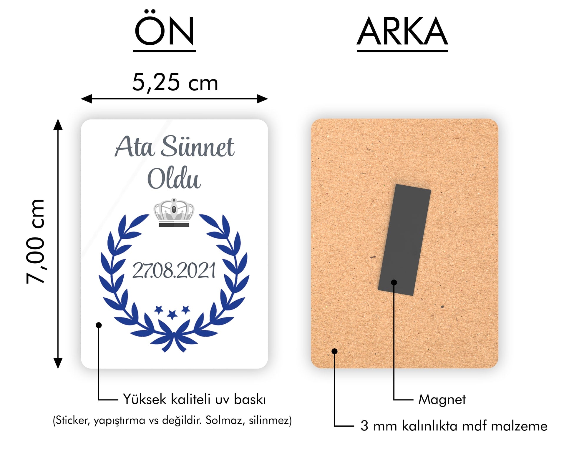 Çelenk Desenli Ahşap Magnet