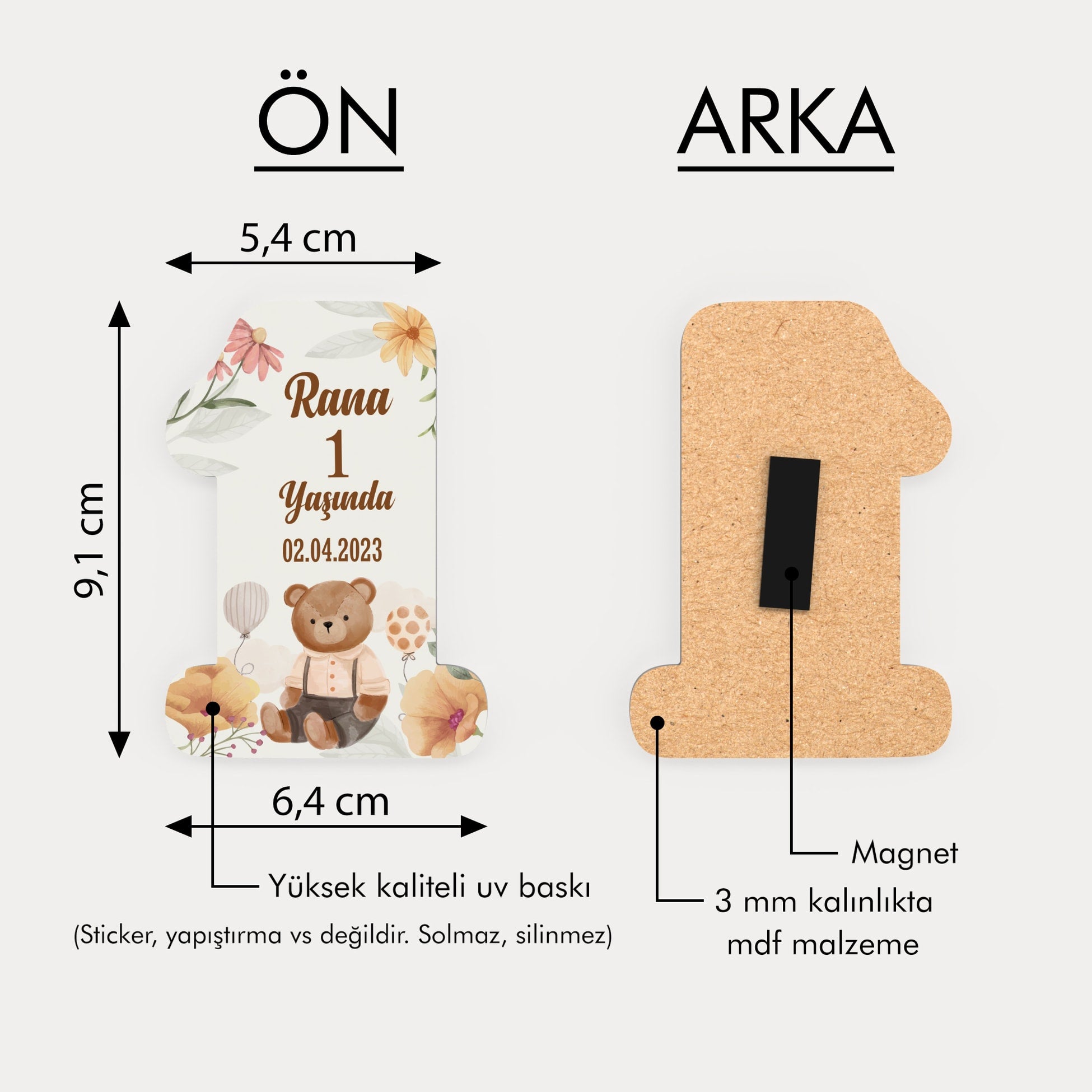 Ayıcık Temalı Ahşap Magnet