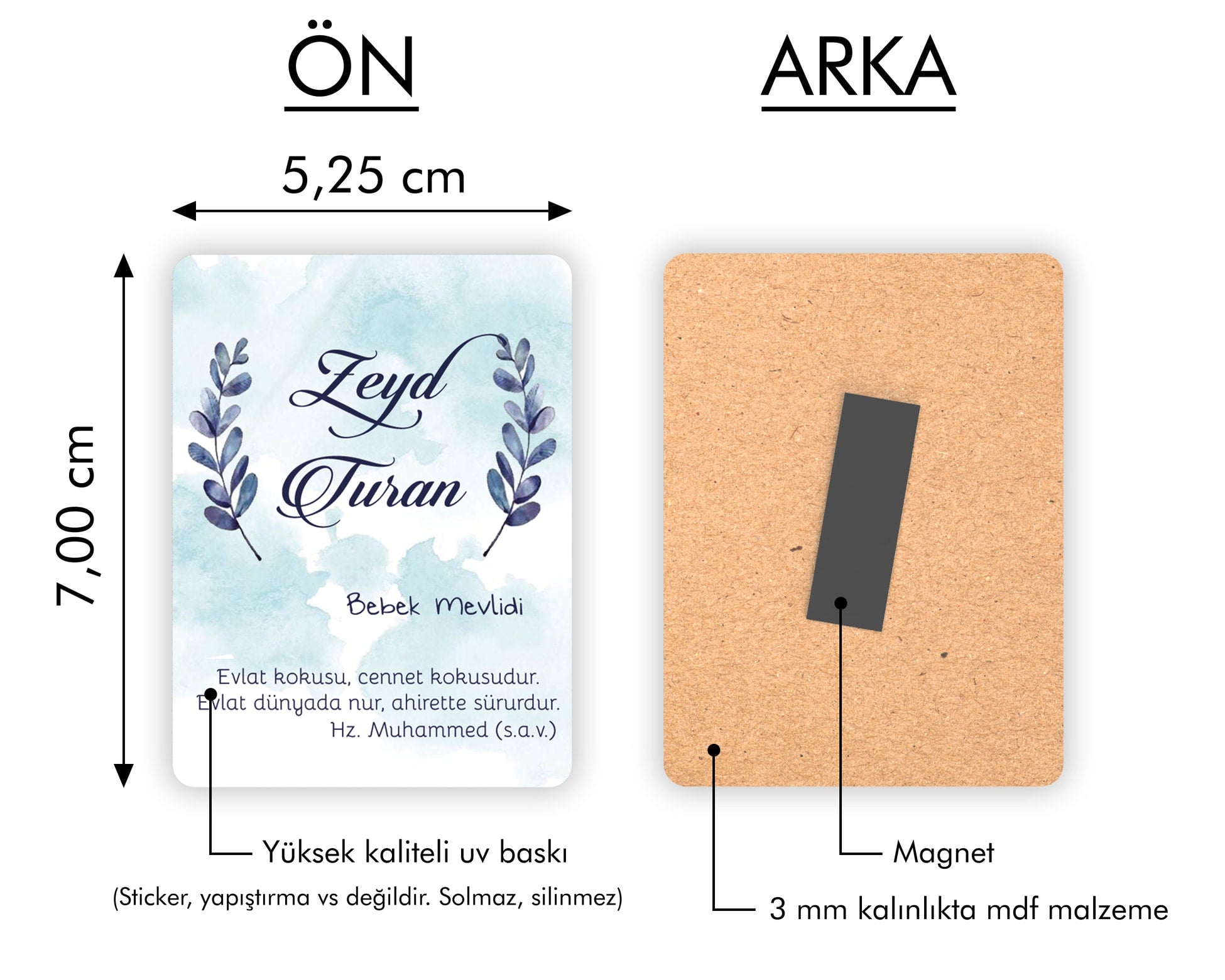 Erkek Bebek Mevlidi Temalı Ahşap Magnet