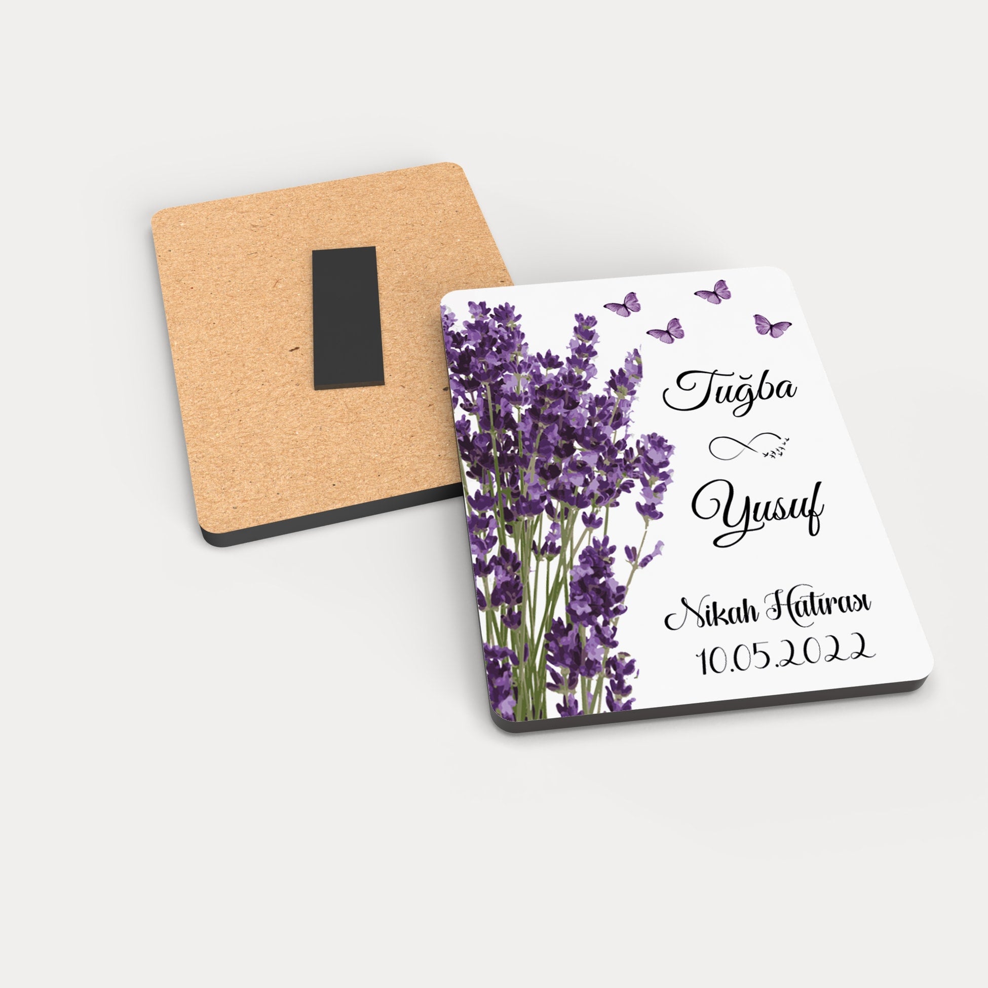 Lavanta Desenli Ahşap Magnet