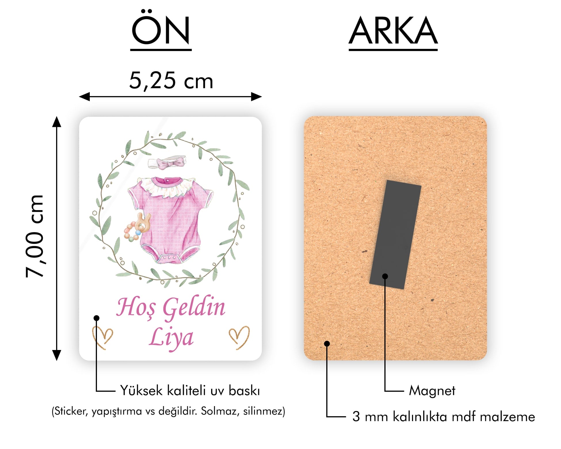 Bebek Kıyafeti Desenli Ahşap Magnet