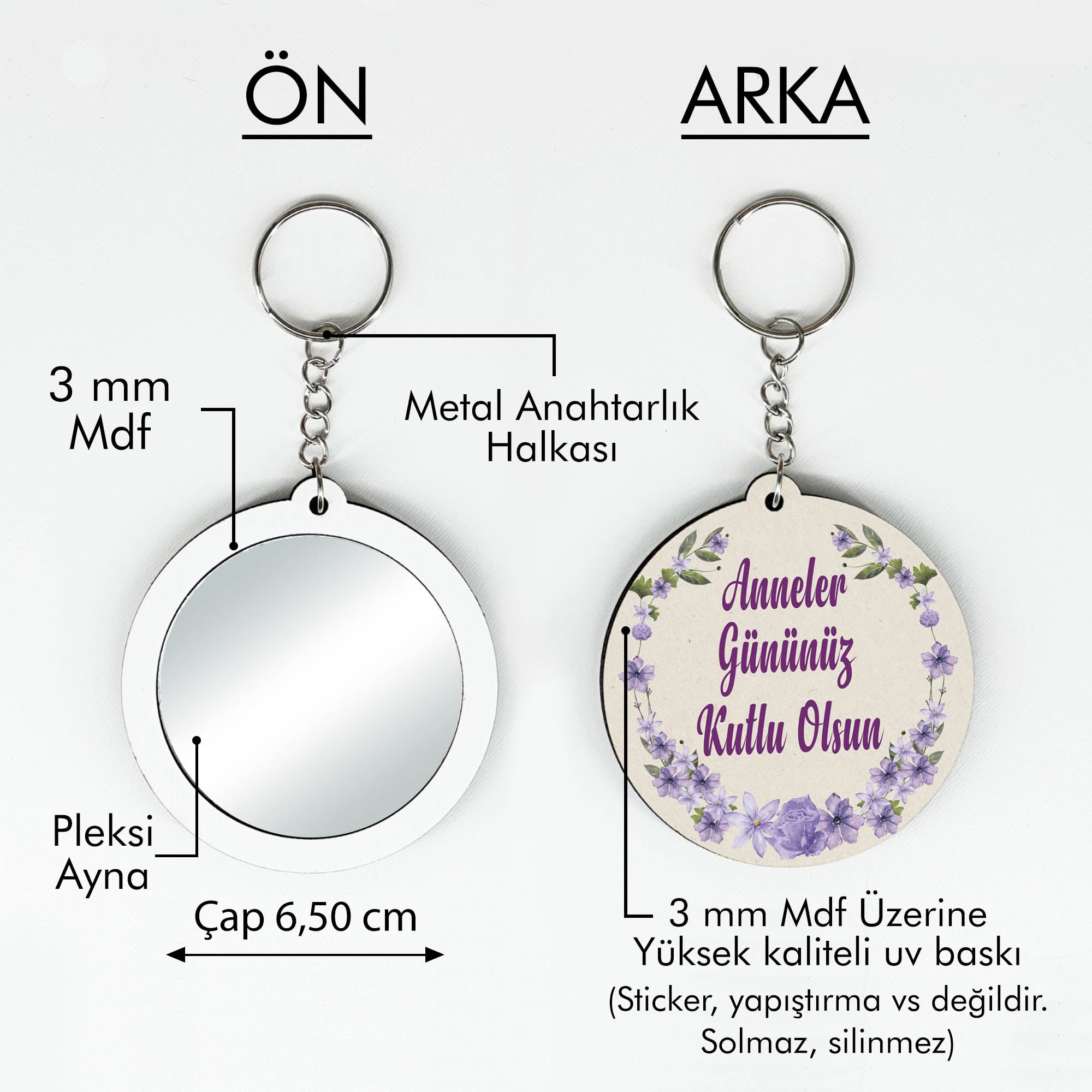 Anneler Günü Temalı Anahtarlıklı Ayna