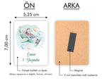 Uçakta Tavşan Desenli Ahşap Magnet