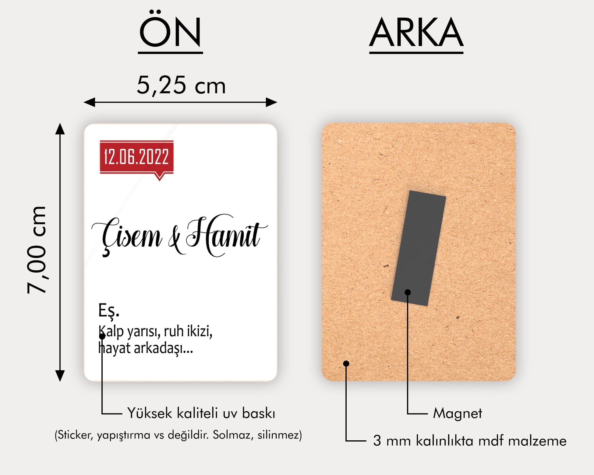 Eş Yazılı Ahşap Magnet
