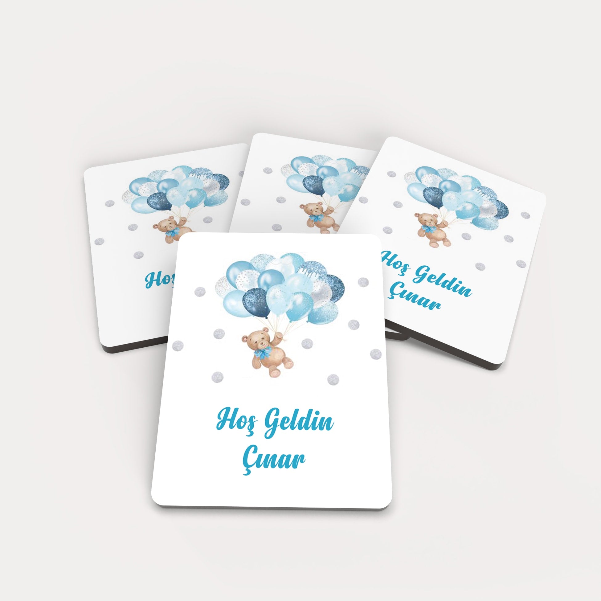 Balon Ve Ayıcık Temalı Ahşap Magnet