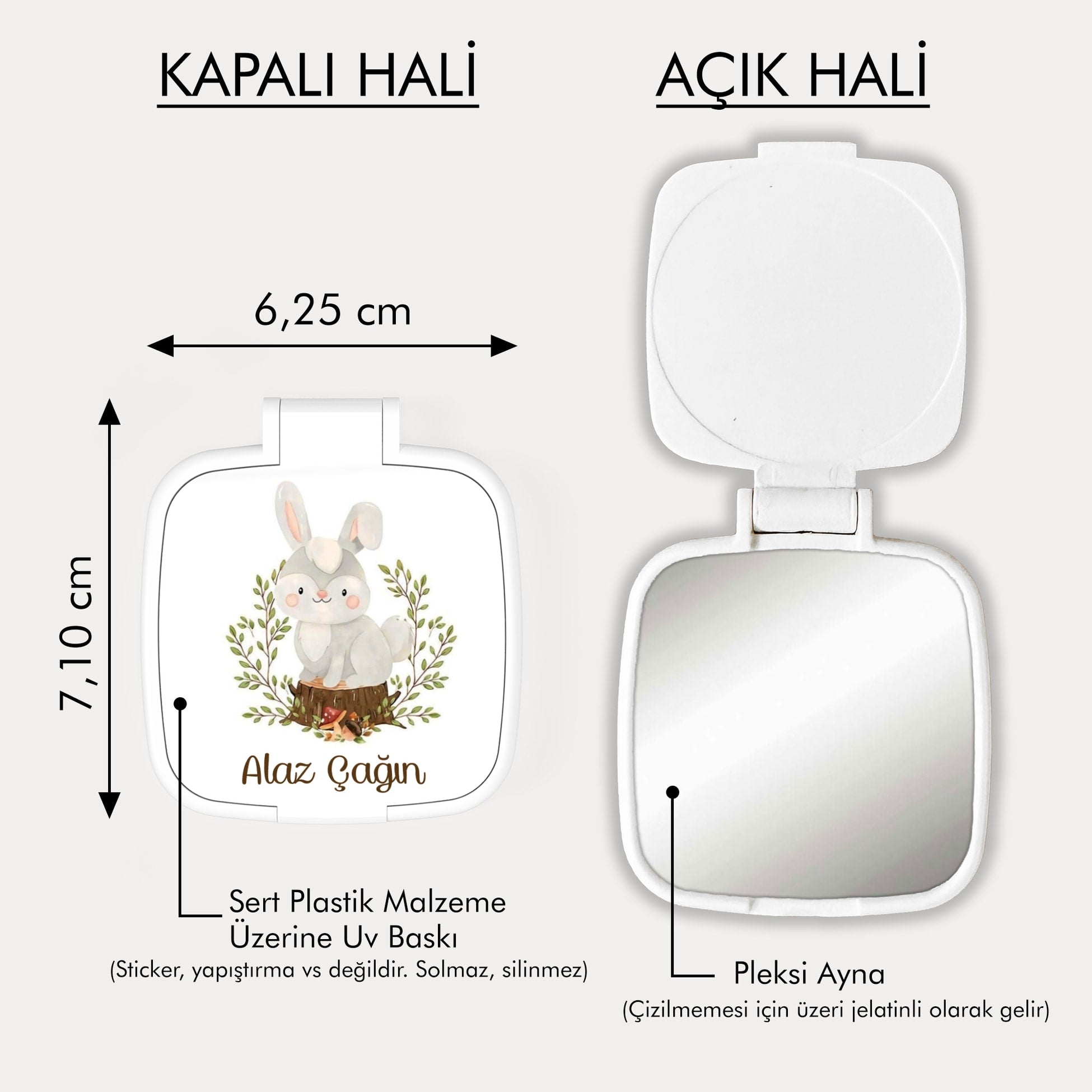 Tavşan Desenli Kare Ayna