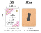 Pembe Ortanca Desenli Ahşap Magnet