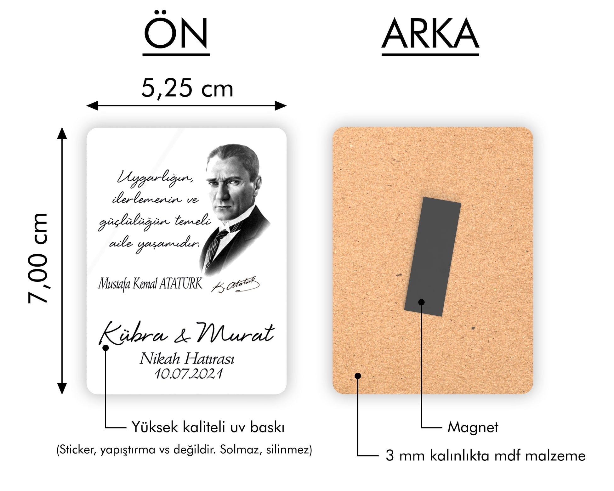 Atatürk Baskılı Ahşap Magnet