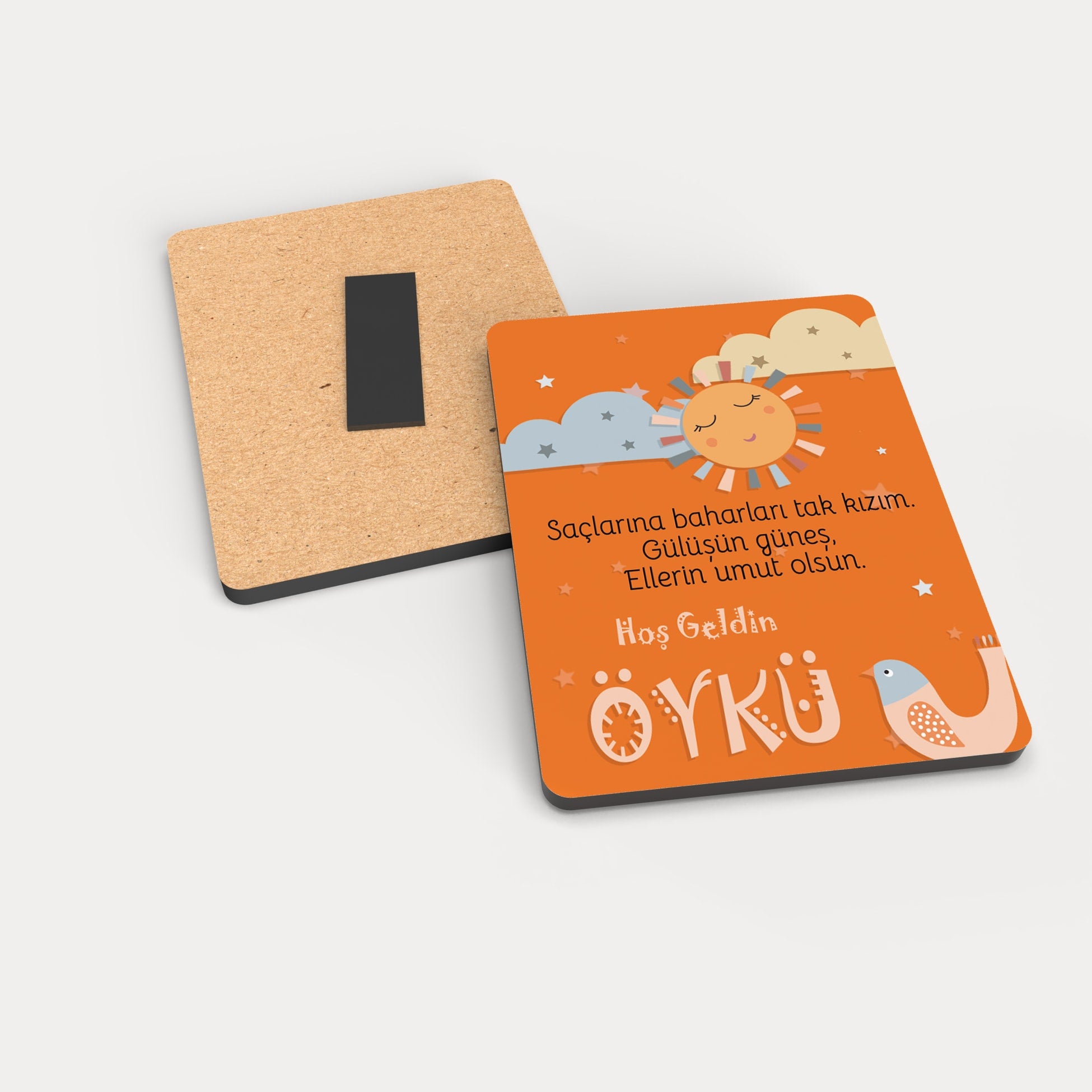 Güneş Bulut Dessenli Ahşap Magnet
