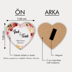 Kenarı Çiçek Desenli Ahşap Magnet