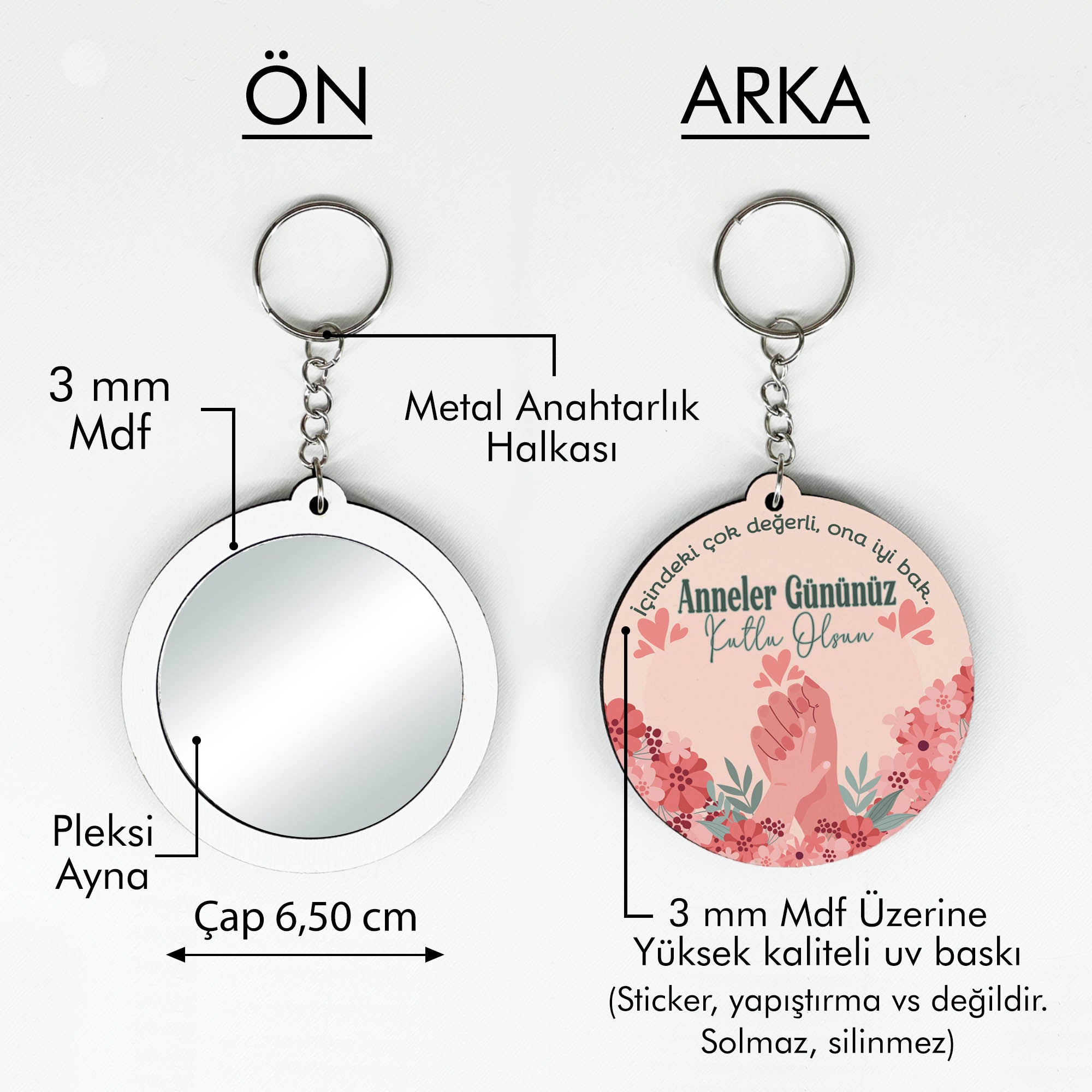Anneler Günü Temalı Anahtarlıklı Ayna