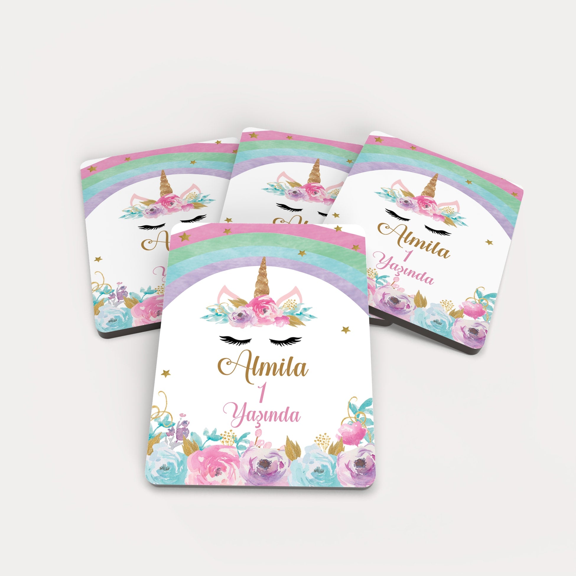 Unicorn Desenli Ahşap Magnet