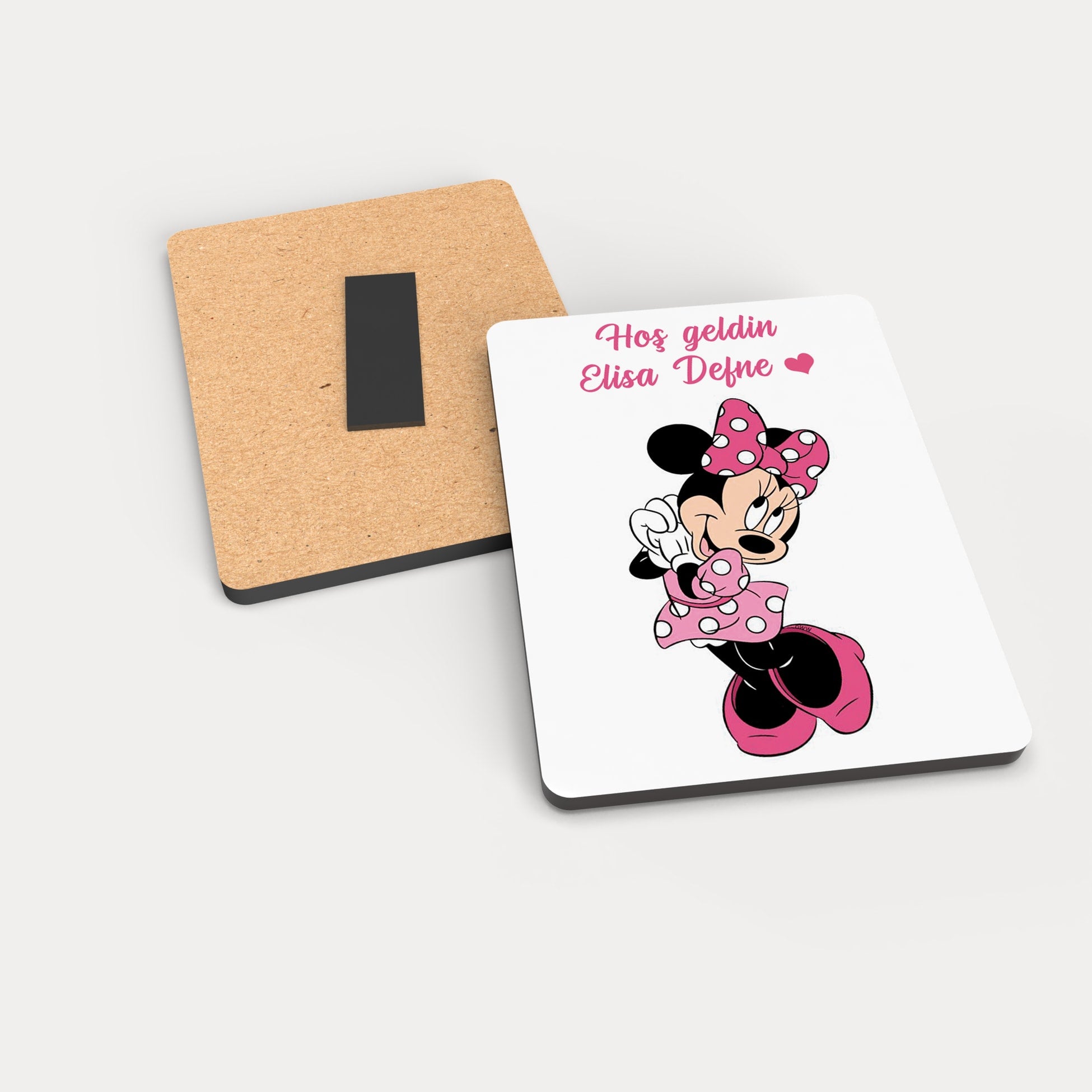 Minnie Mouse Desenli Ahşap Magnet