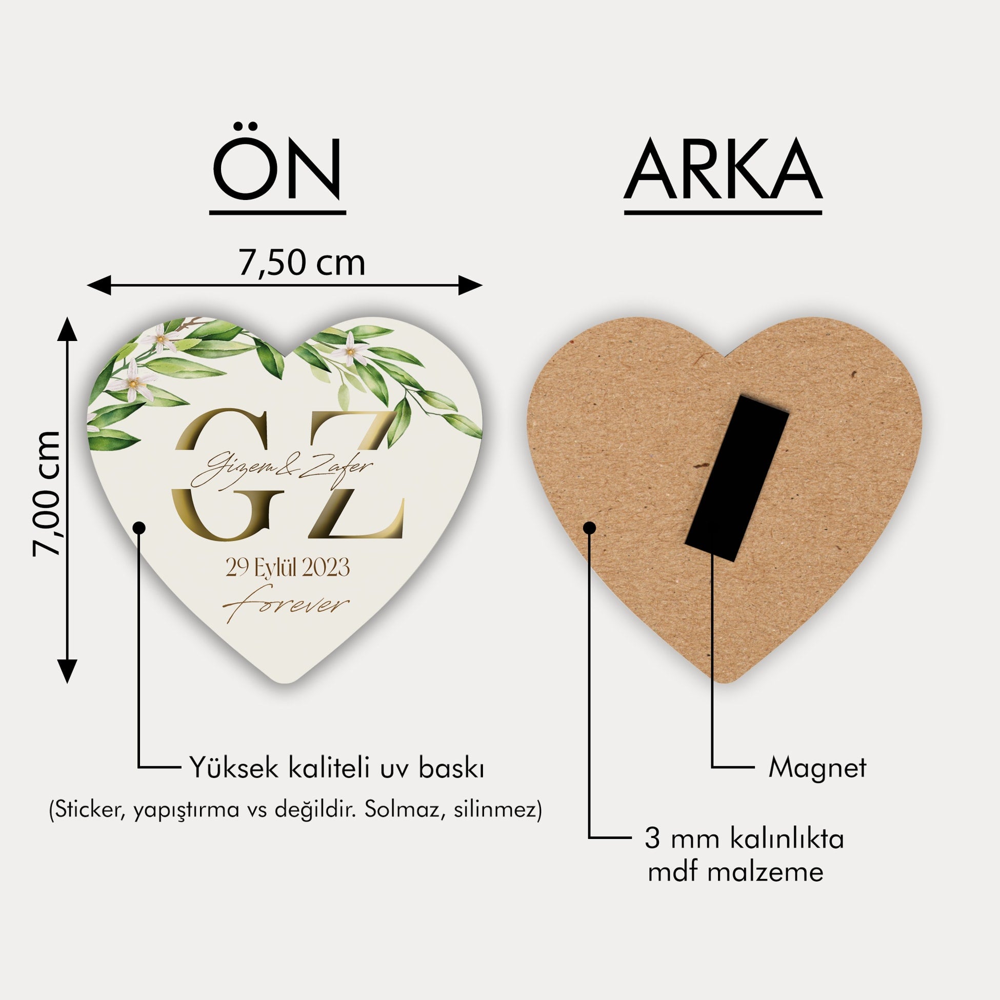 Harf Desenli Ahşap Magnet