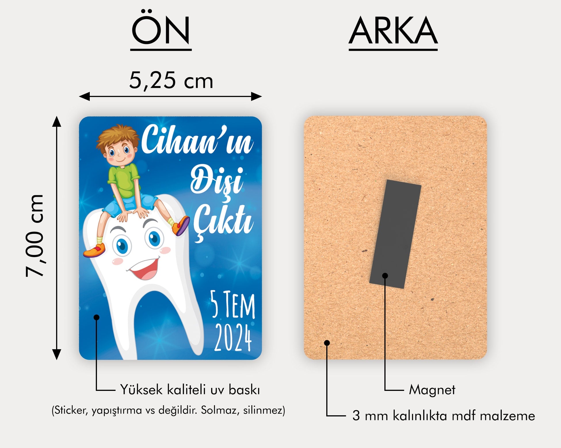 İlk Diş Temalı Ahşap Magnet