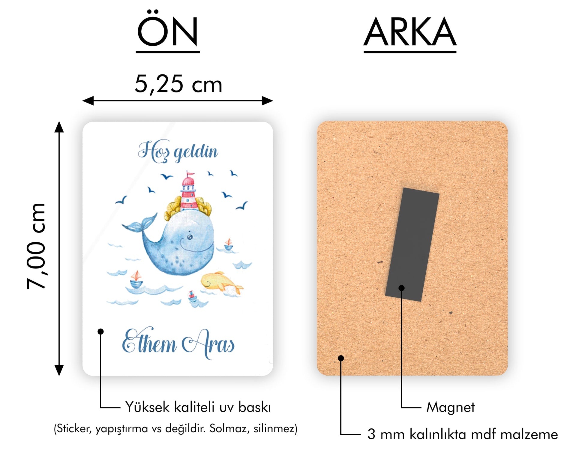 Balina Desenli Ahşap Magnet