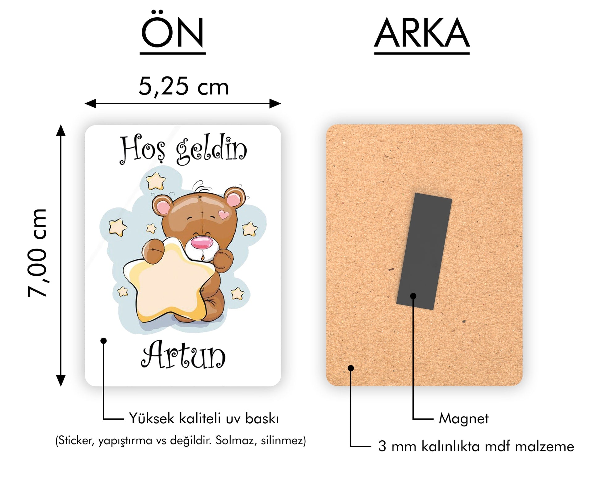 Ayıcık Desenli Ahşap Magnet