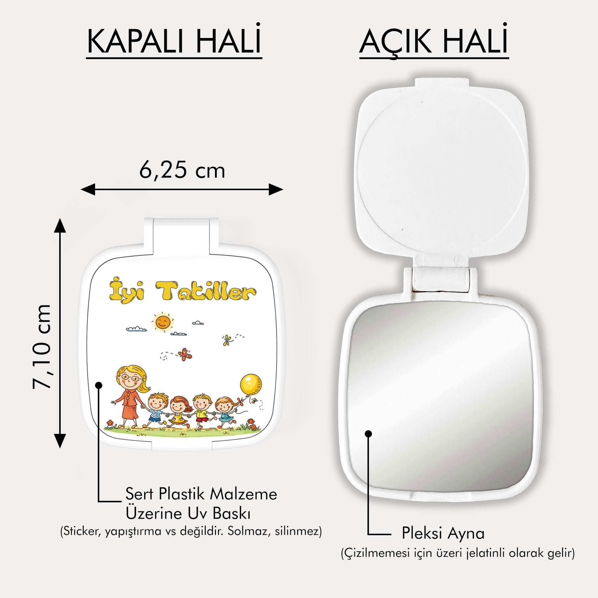 Okul Tatili Temalı Kare Ayna