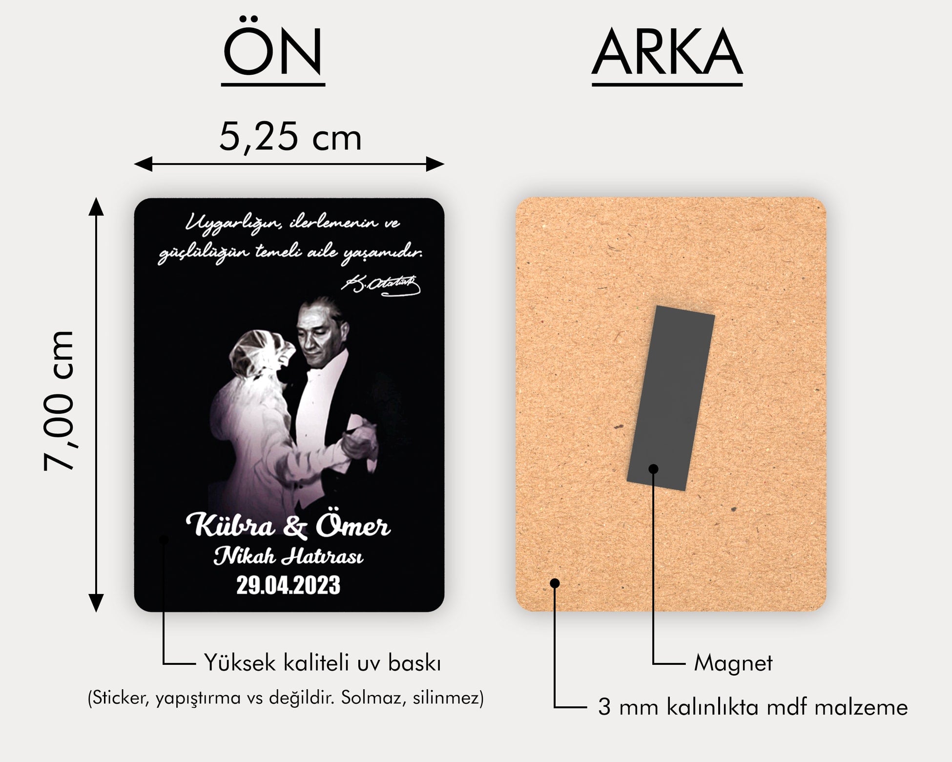 Atatürk Baskılı Ahşap Magnet