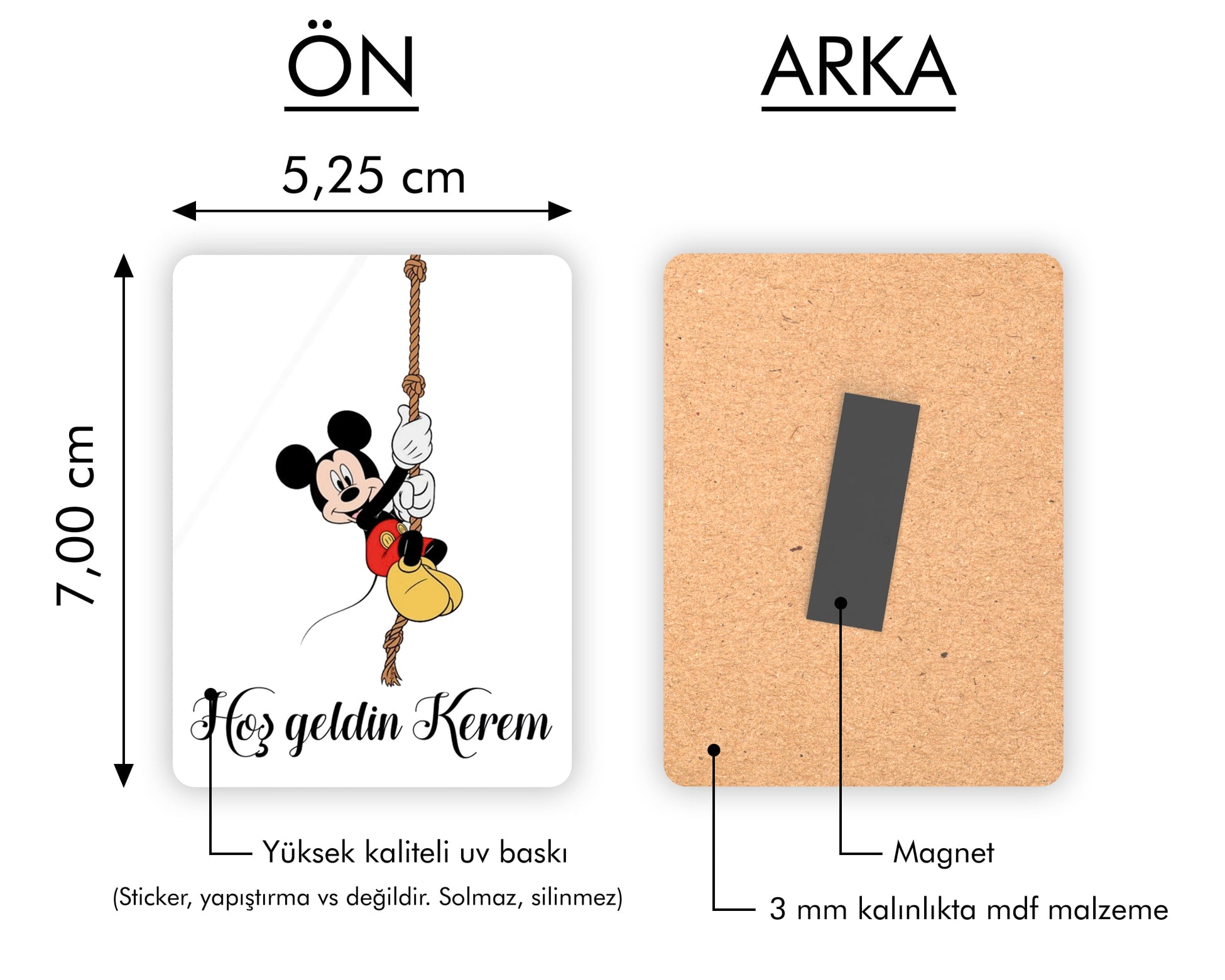 Mickey Mouse Desenli Ahşap Magnet