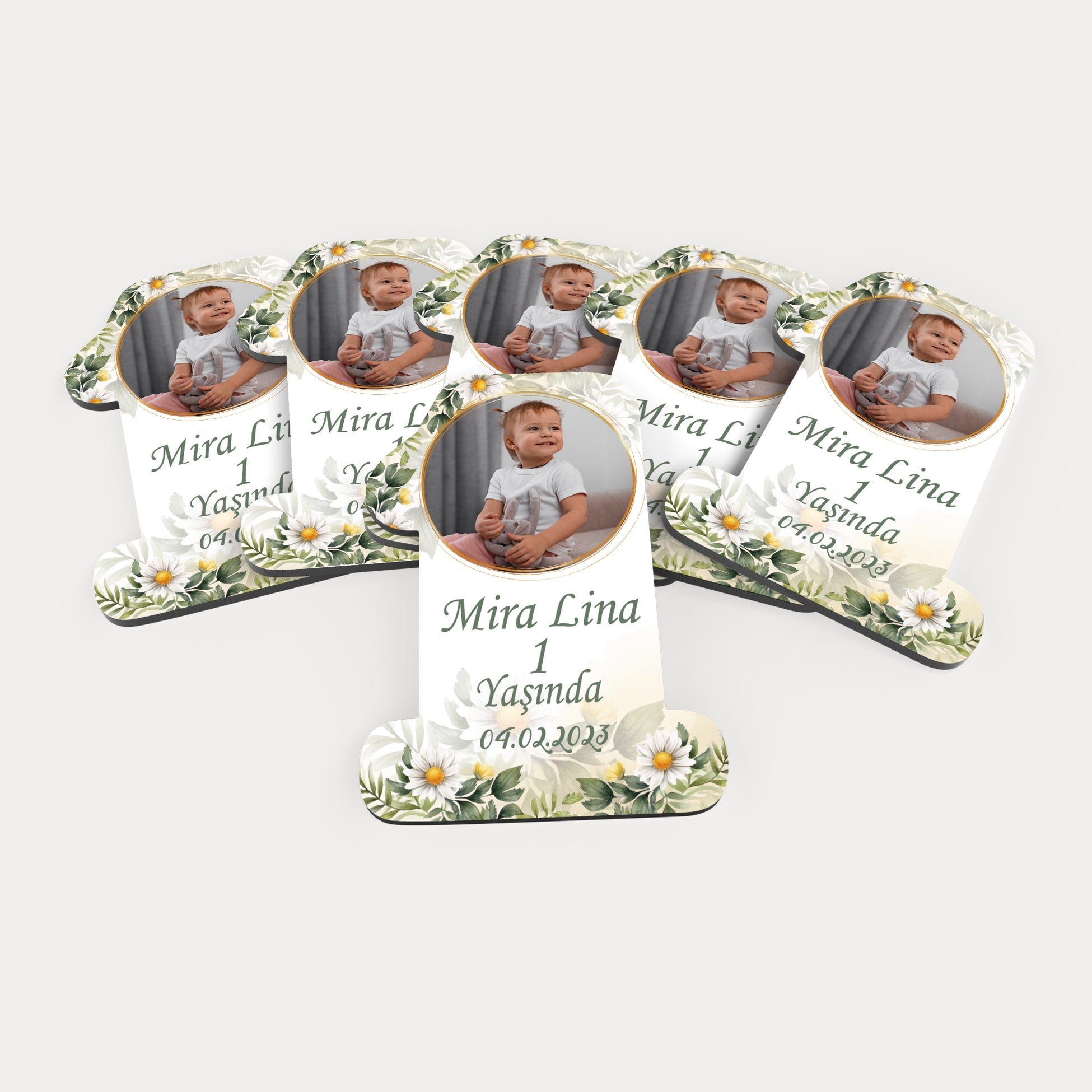 Papatya Desenli Ahşap Magnet